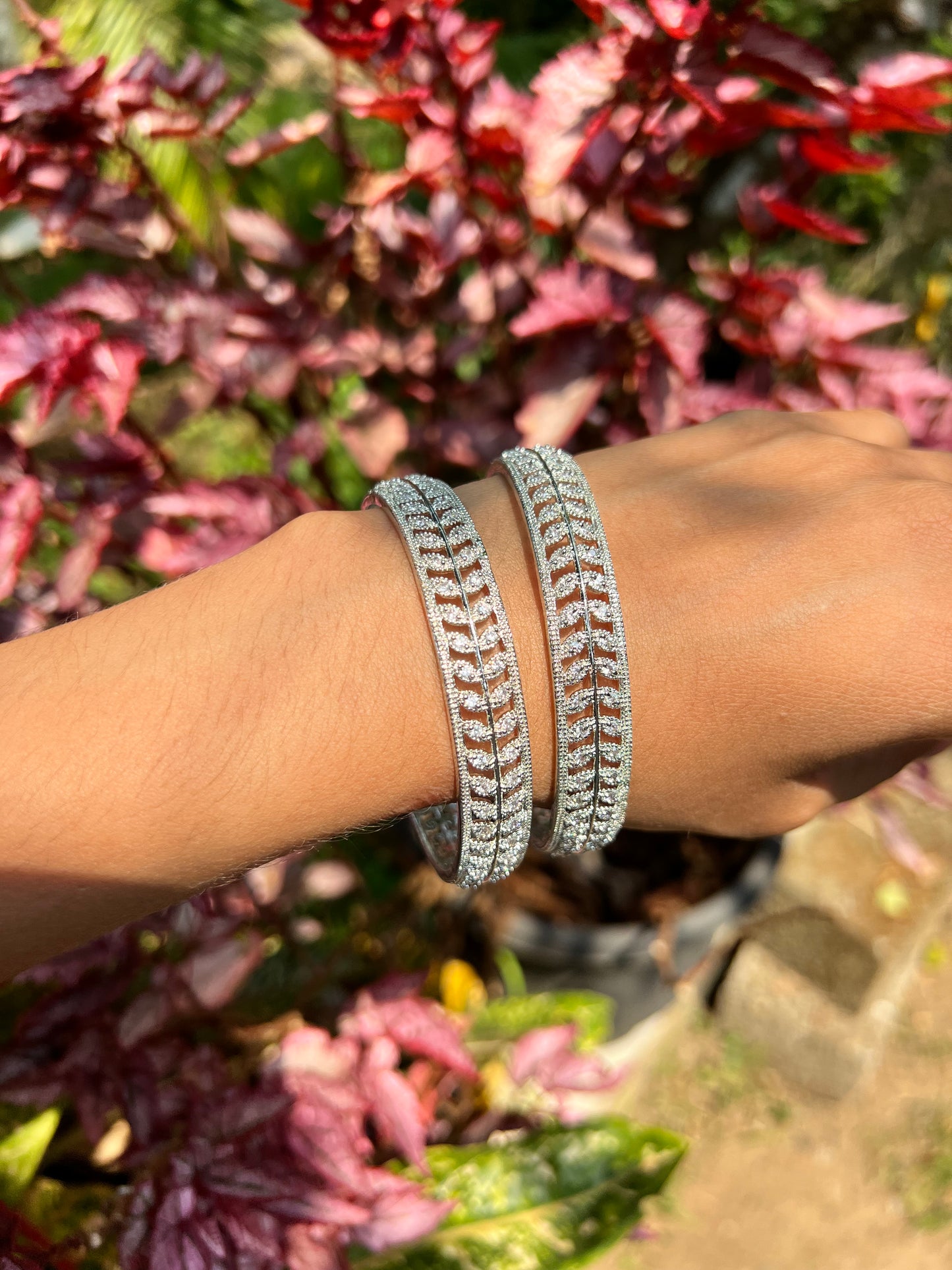 Silver finish ad bangles product code 988
