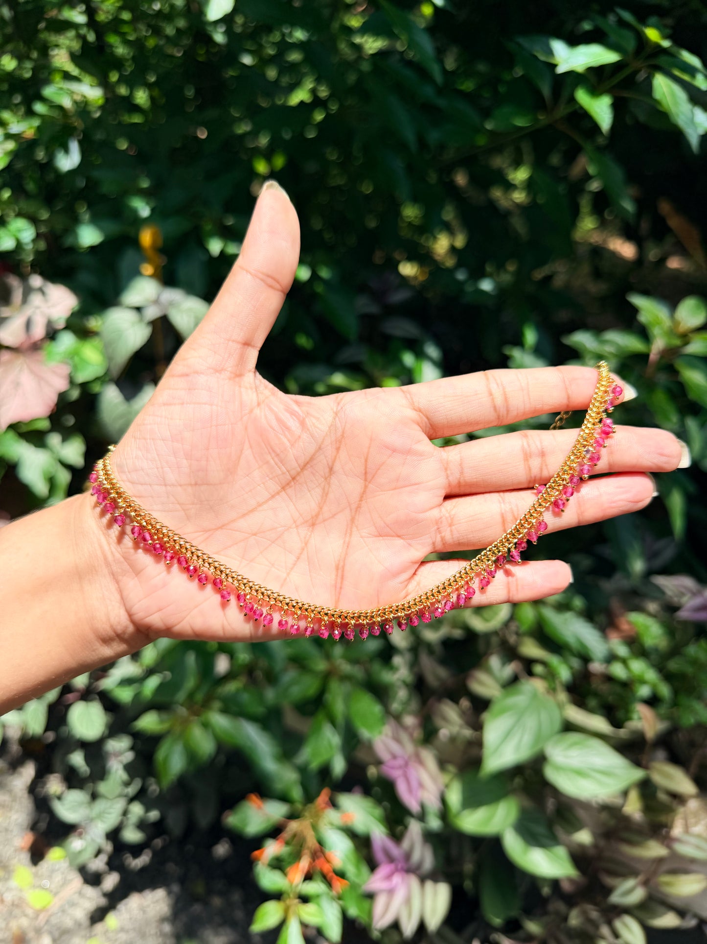 Premium 24 carat gold plated pink drops necklace product code G116