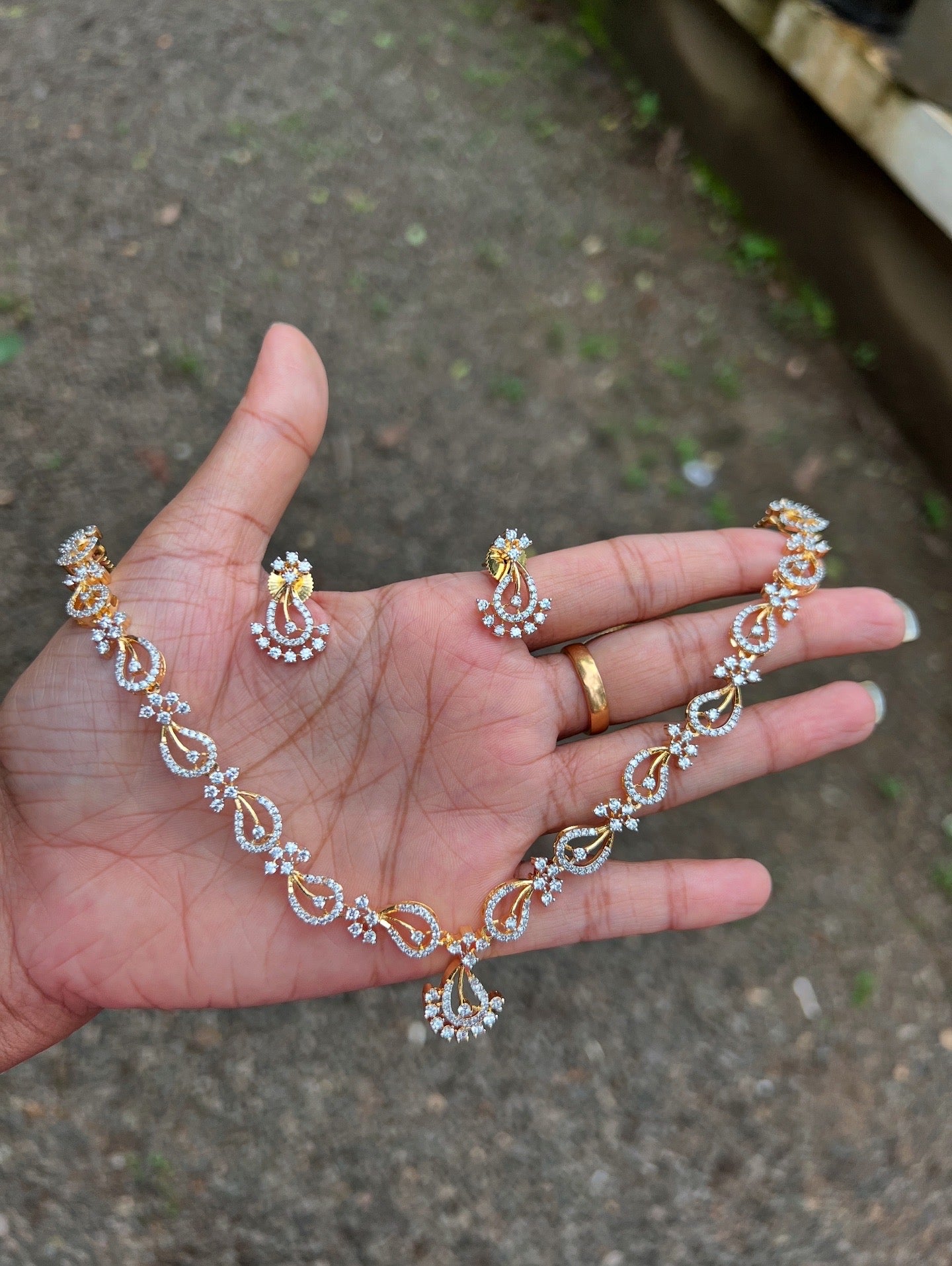 Premium diamond finish bridal necklace product code N83
