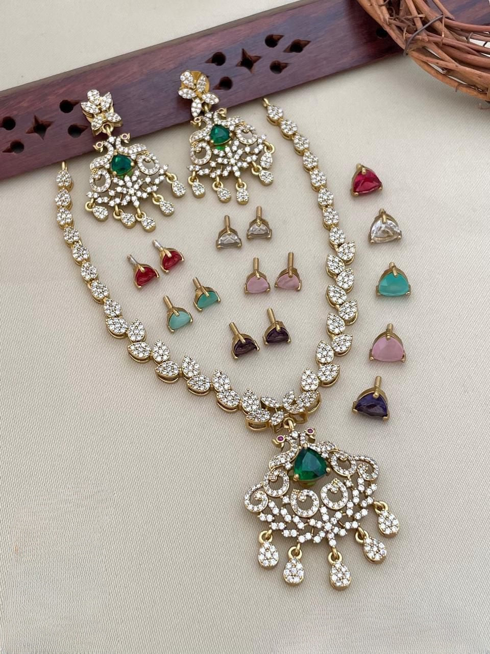 6 in 1 Premium stone changeable ad long necklace product code 1149