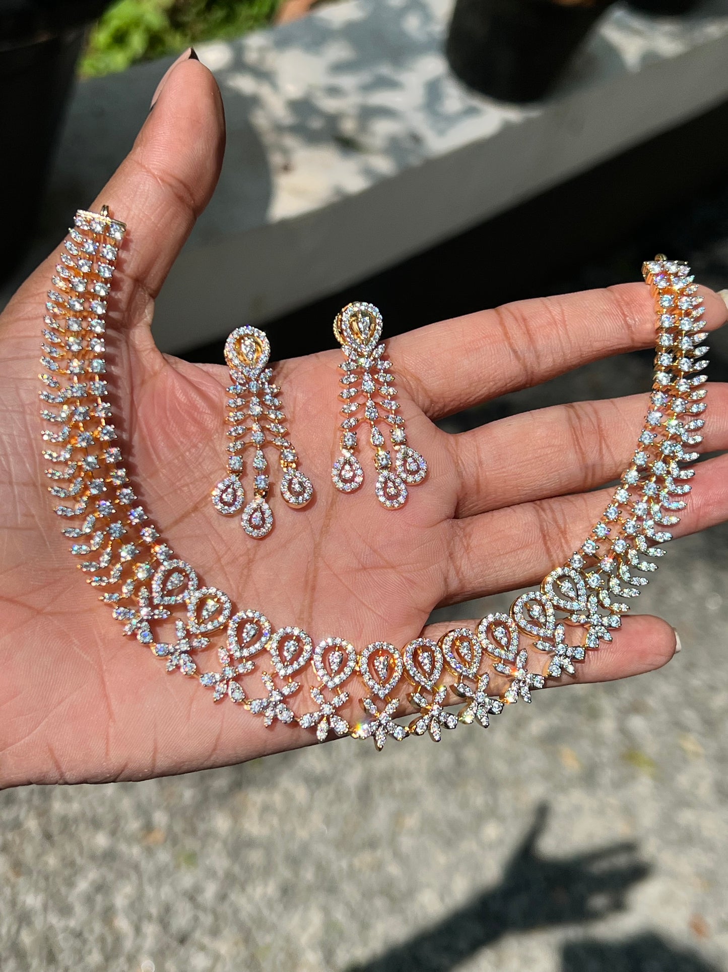 Premium diamond finish bridal necklace product code D28