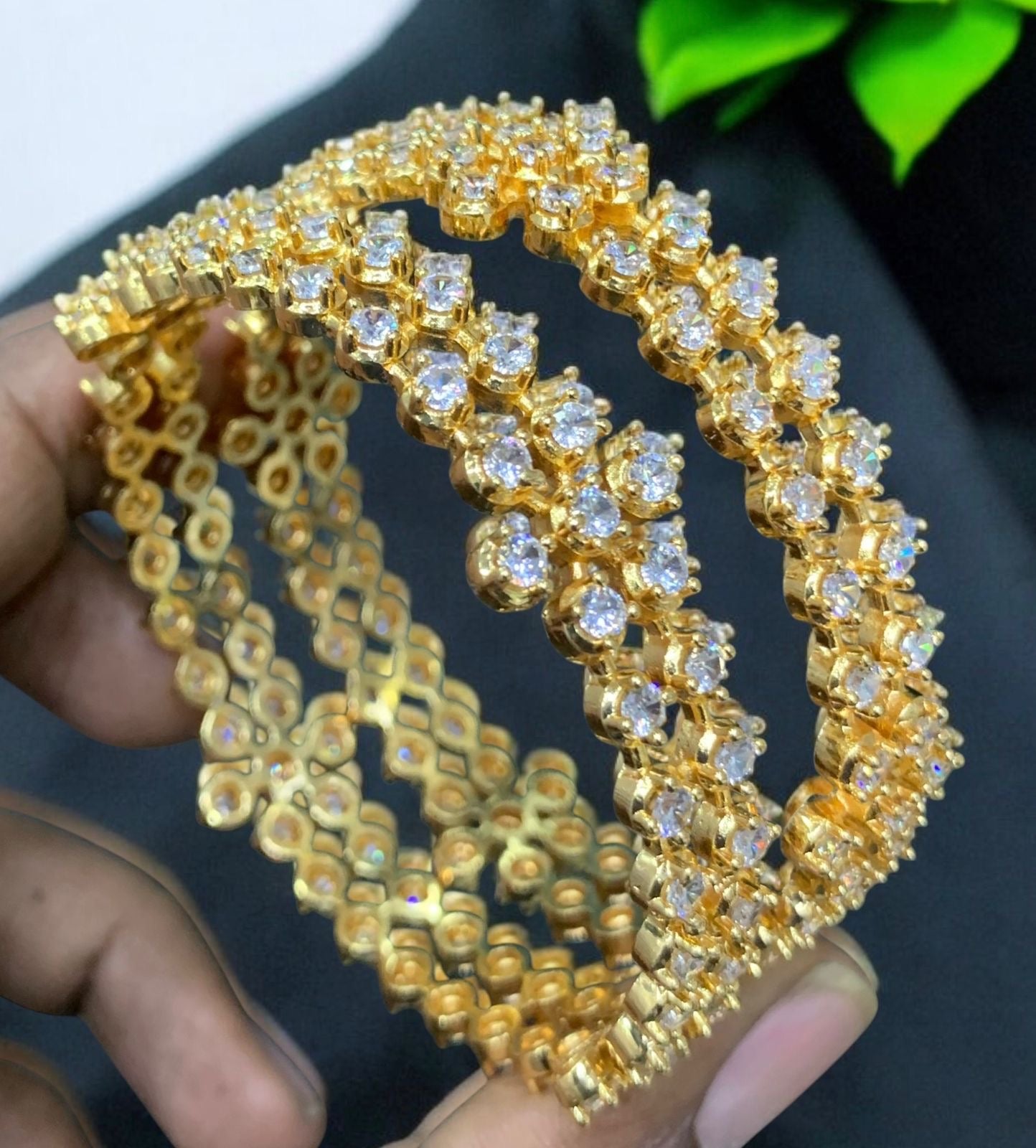 Premium bridal ad stone bangle product code 1162