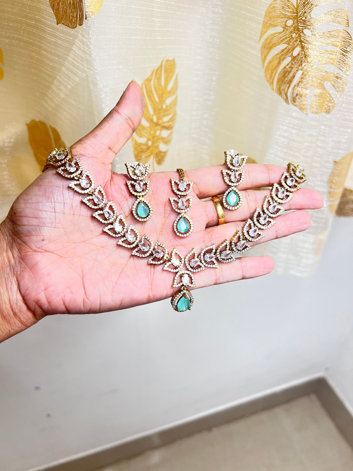 Premium quality Ad semi bridal necklace set with tikka product code 751