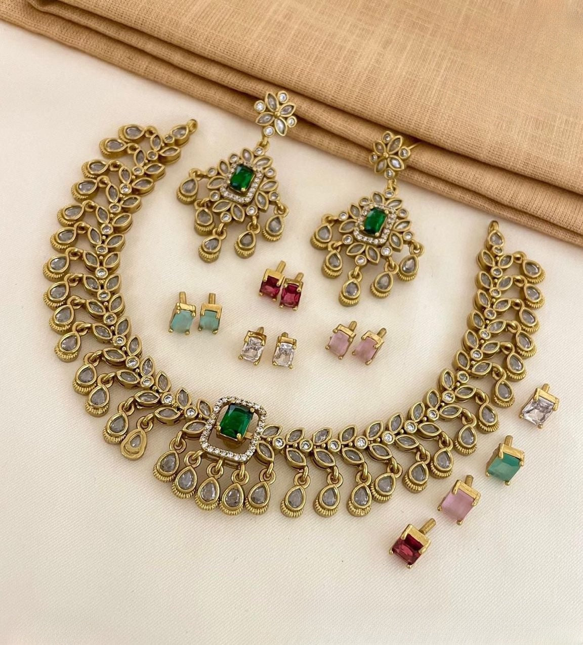 5 in 1 ad jadau Kundan hanging necklace product code 397