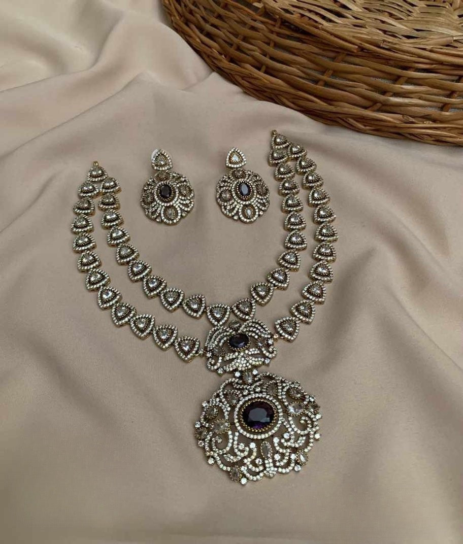 Premium jadau Kundan ad stone necklace product code 1106