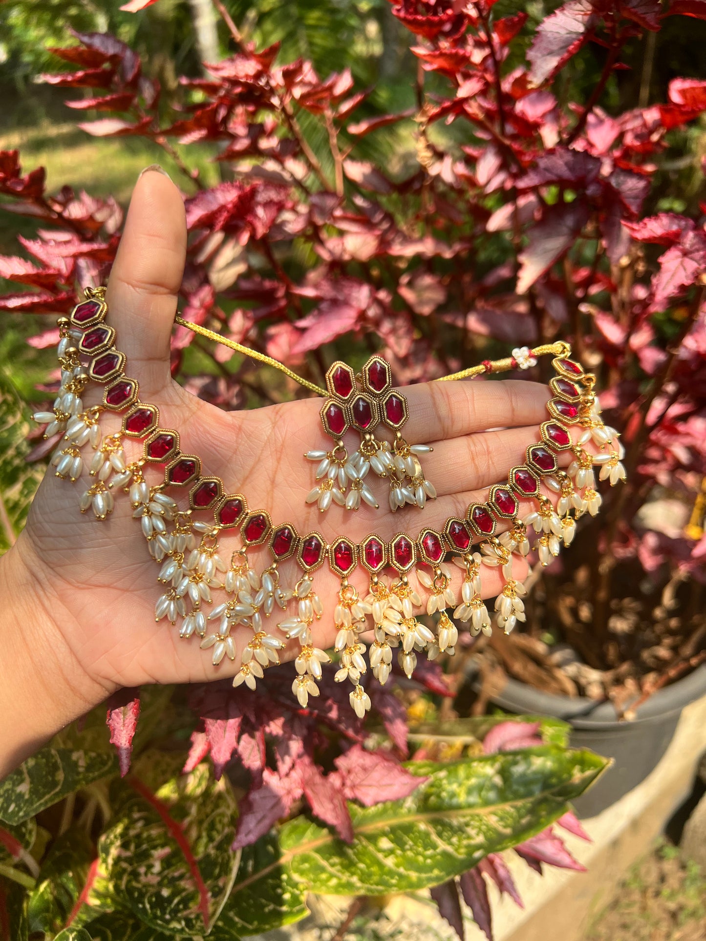 Premium rice pearls hanging necklace product code 993