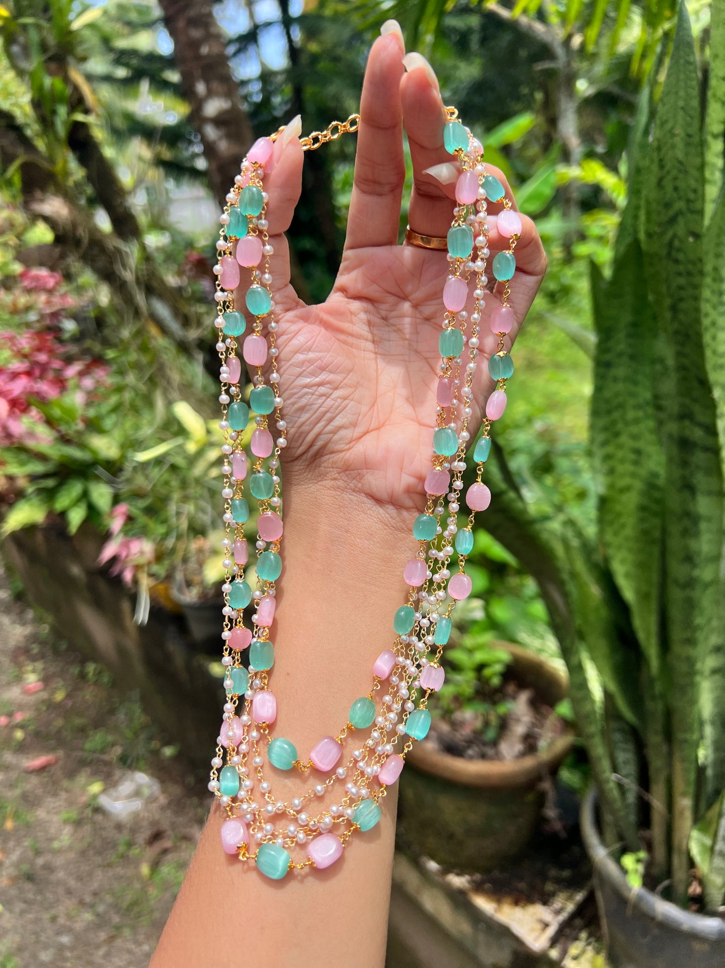 Trending long beads and pearl haram product code N162