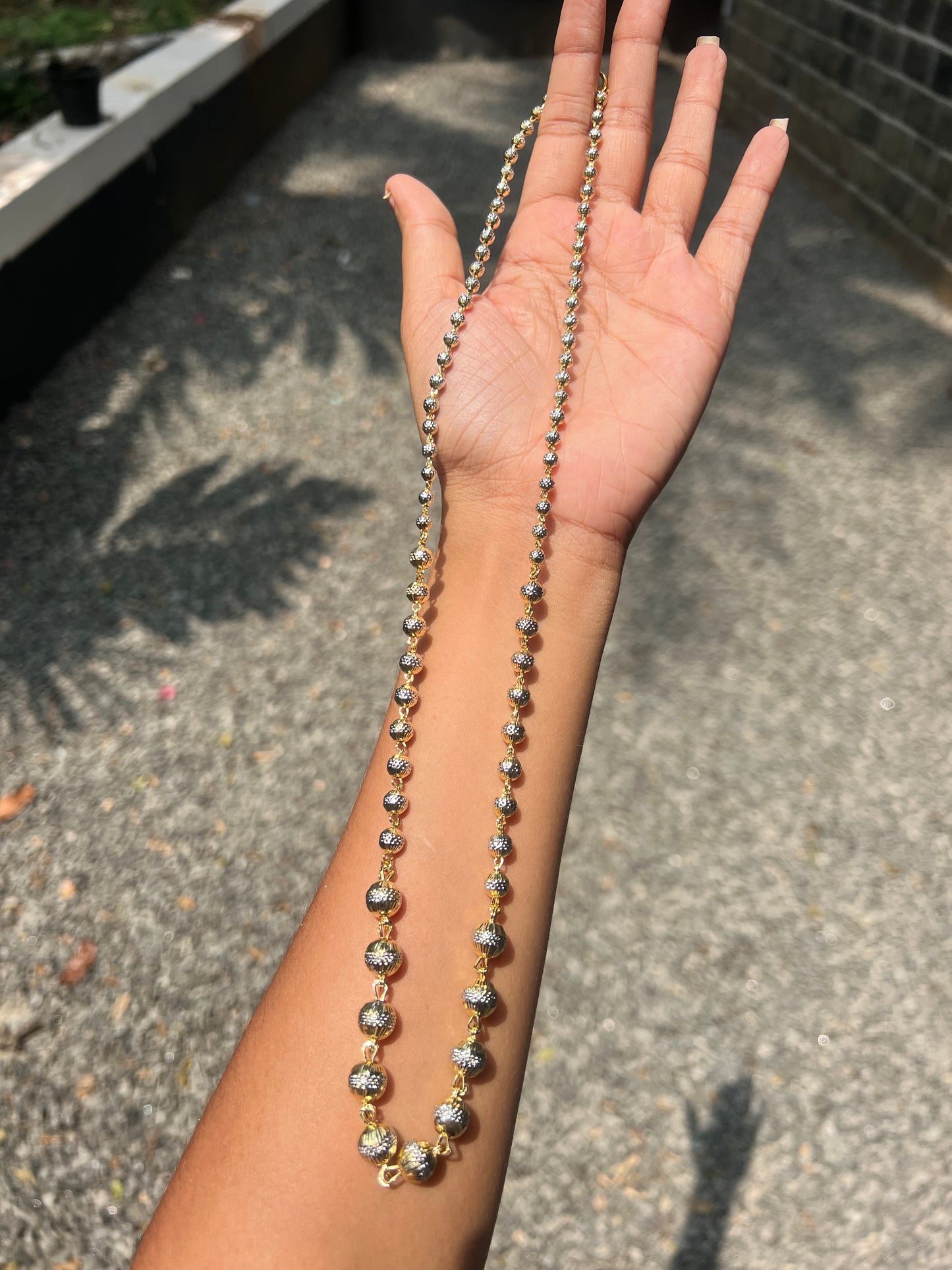 Premium white gold big ball 8pidi gold plated chain product code D160