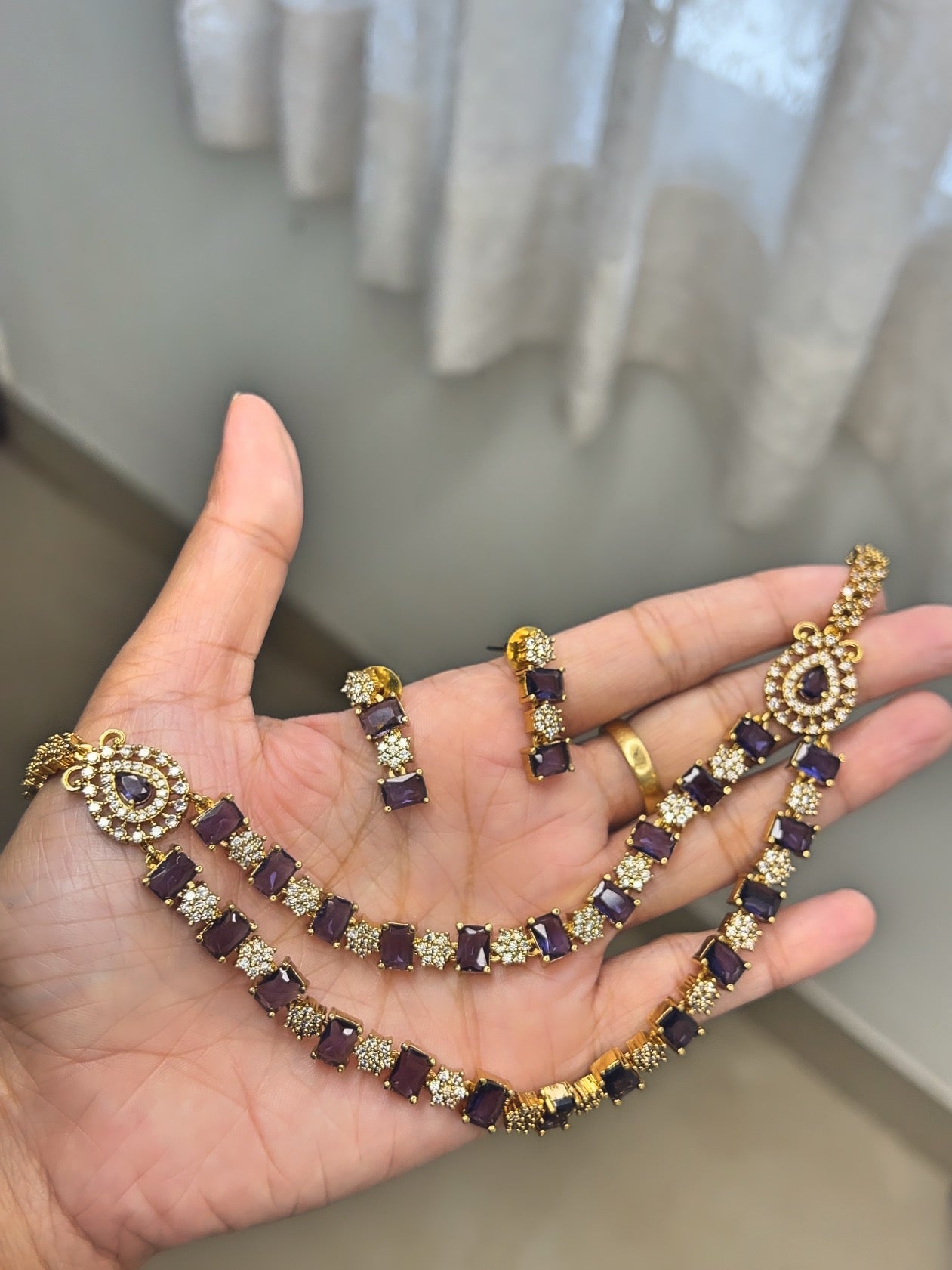 Premium 2layer ad floral necklace product code 856