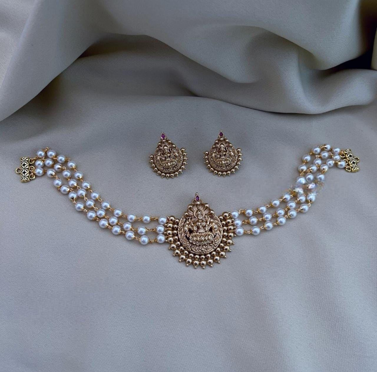 3layer pearl lakshmi choker set product code 37