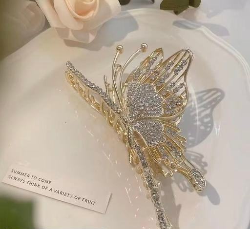 Premium sparkling Rhinestone butterfly hair claw clips large product code 1022