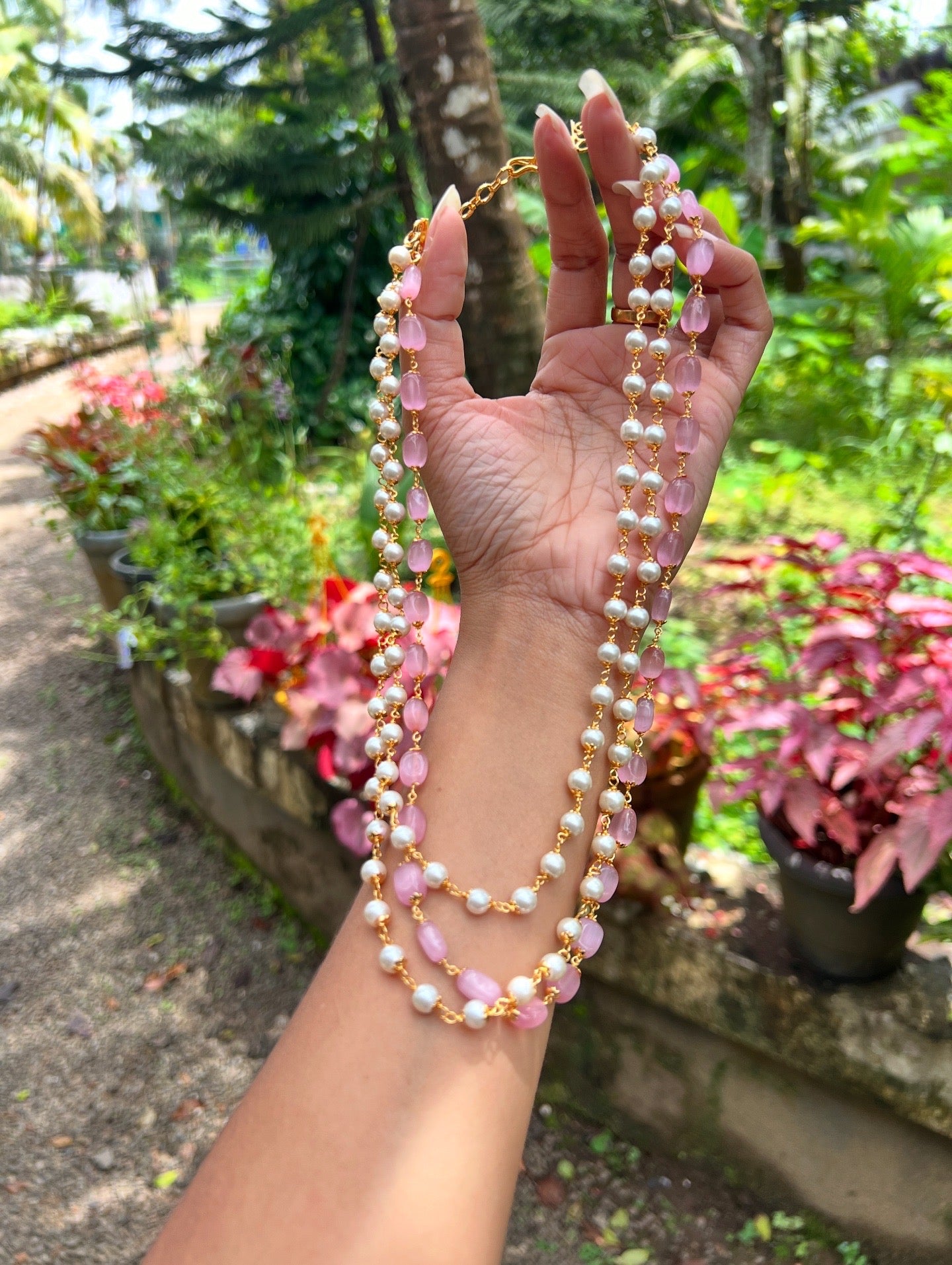 Premium trending beads and pearl 3layer haram product code N154