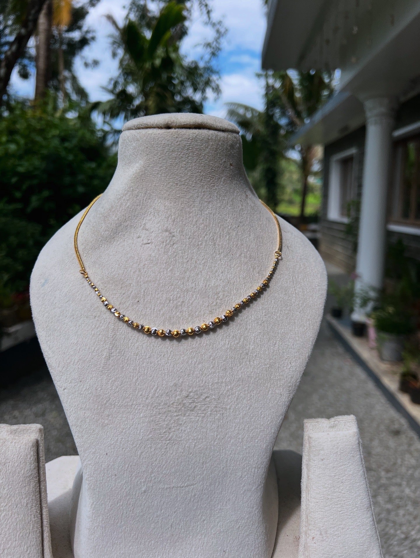 Gold plated two tone ball necklace product code 360