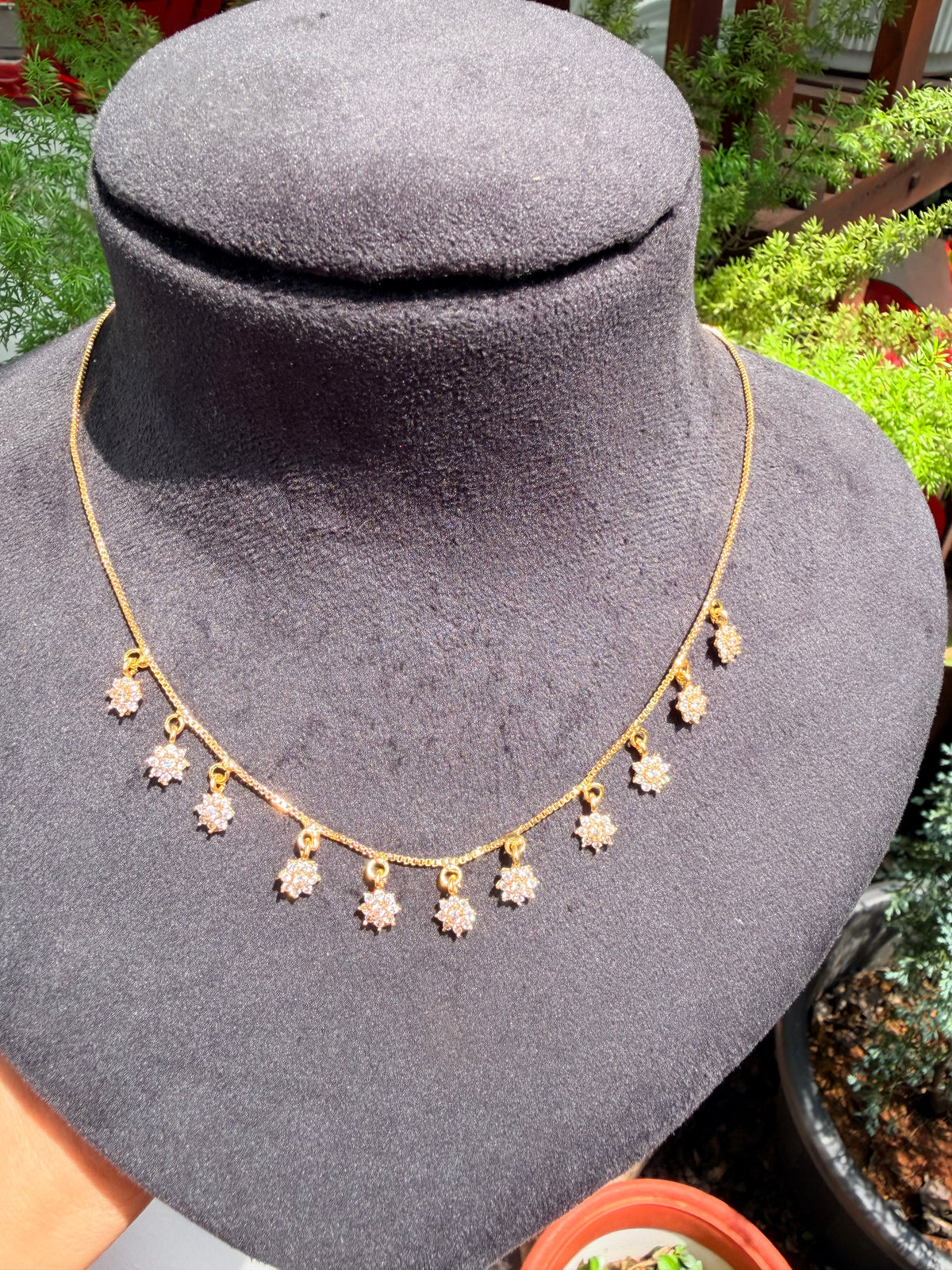 Premium daily wear gold plated ad floral hanging necklace product code G188