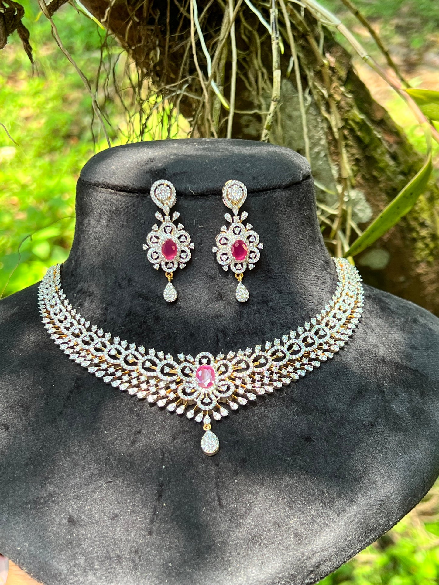 Premium daimond finish bridal necklace product code 1400
