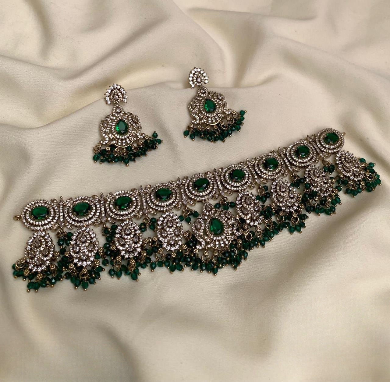 Premium quality Victorian ad bridal beads hanging necklace product code 720