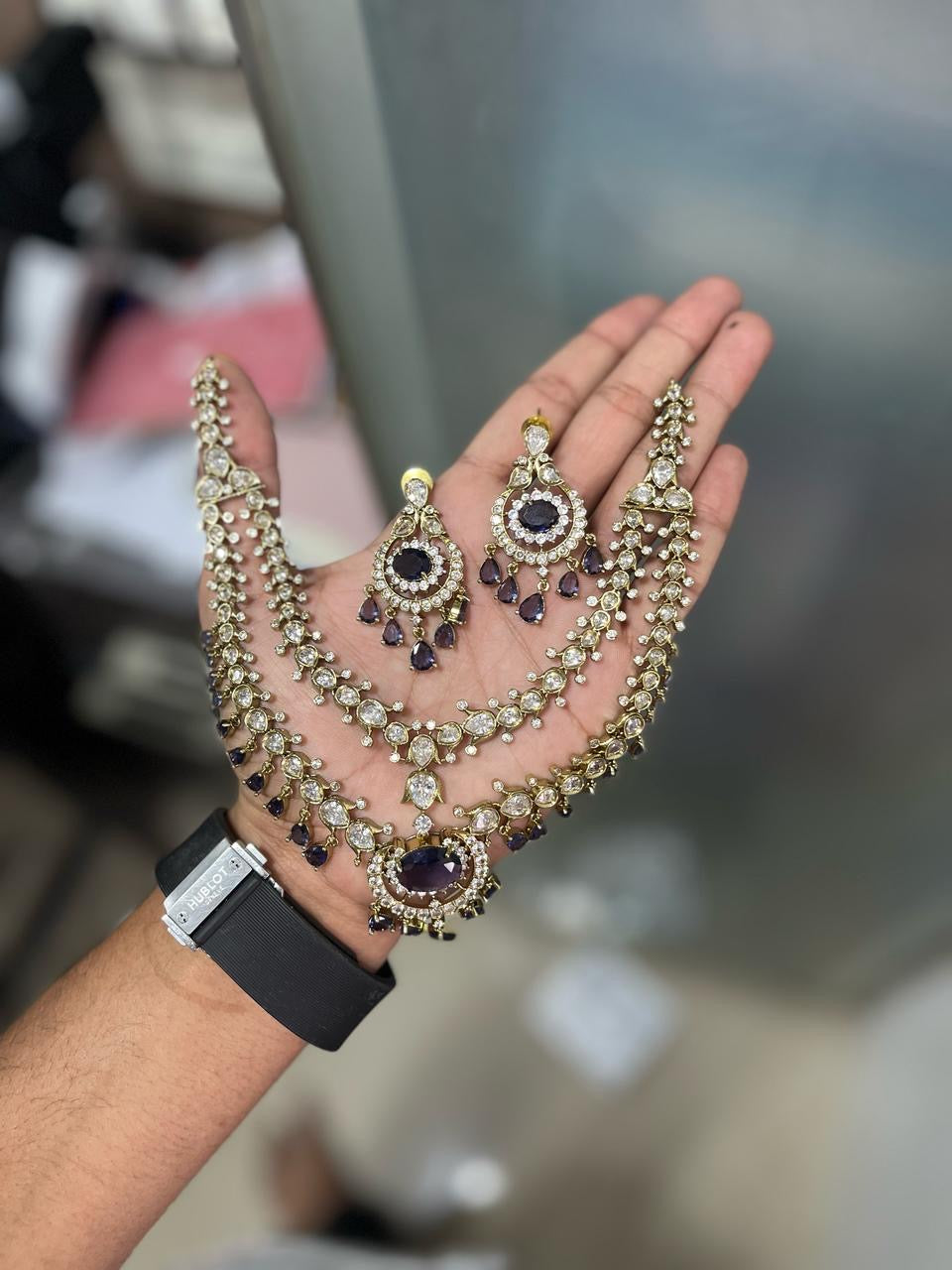 Premium quality actress Trisha jadau Kundan emerald green necklace product code 761