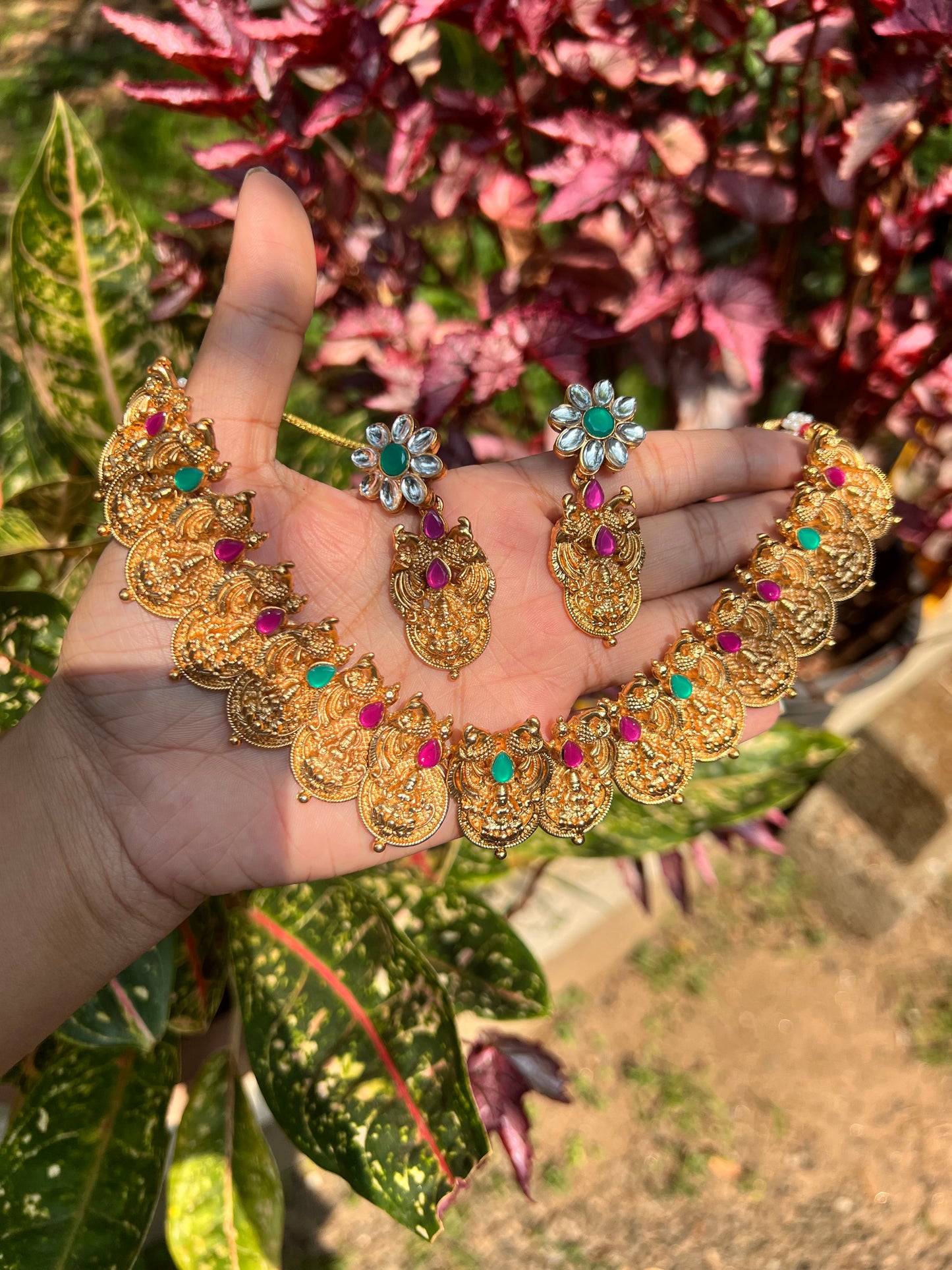 Budget friendly lakshmi multi color necklace product code 990