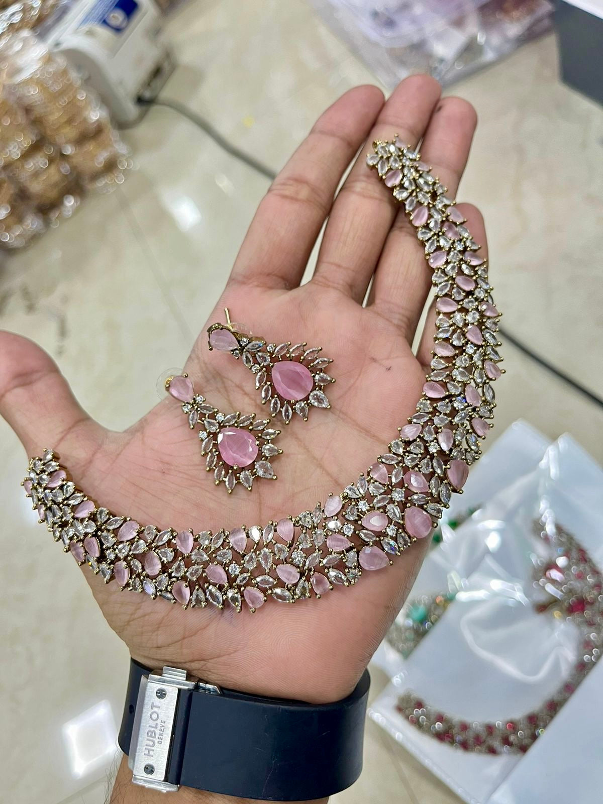 Floral AD Stone Choker Necklace product code 905