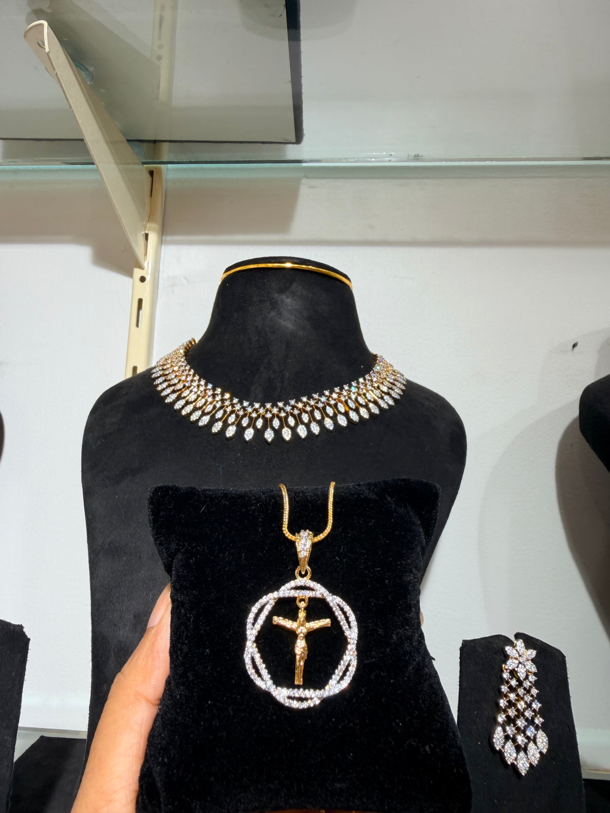 Premium our own customized Christmas special diamond finish party wear ad cross pendant product code D440