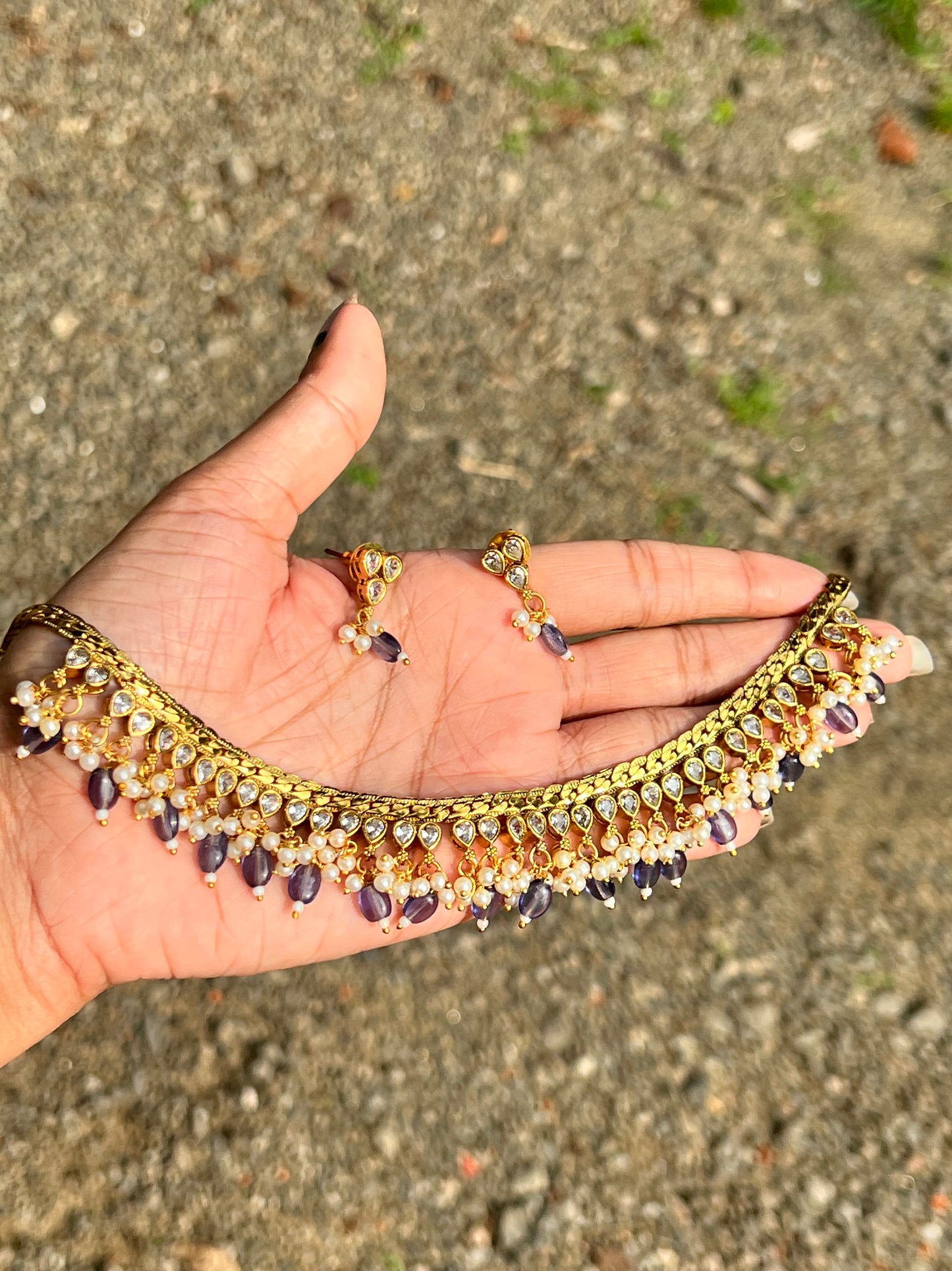 Premium quality ad bridal beads hanging necklace product code 351