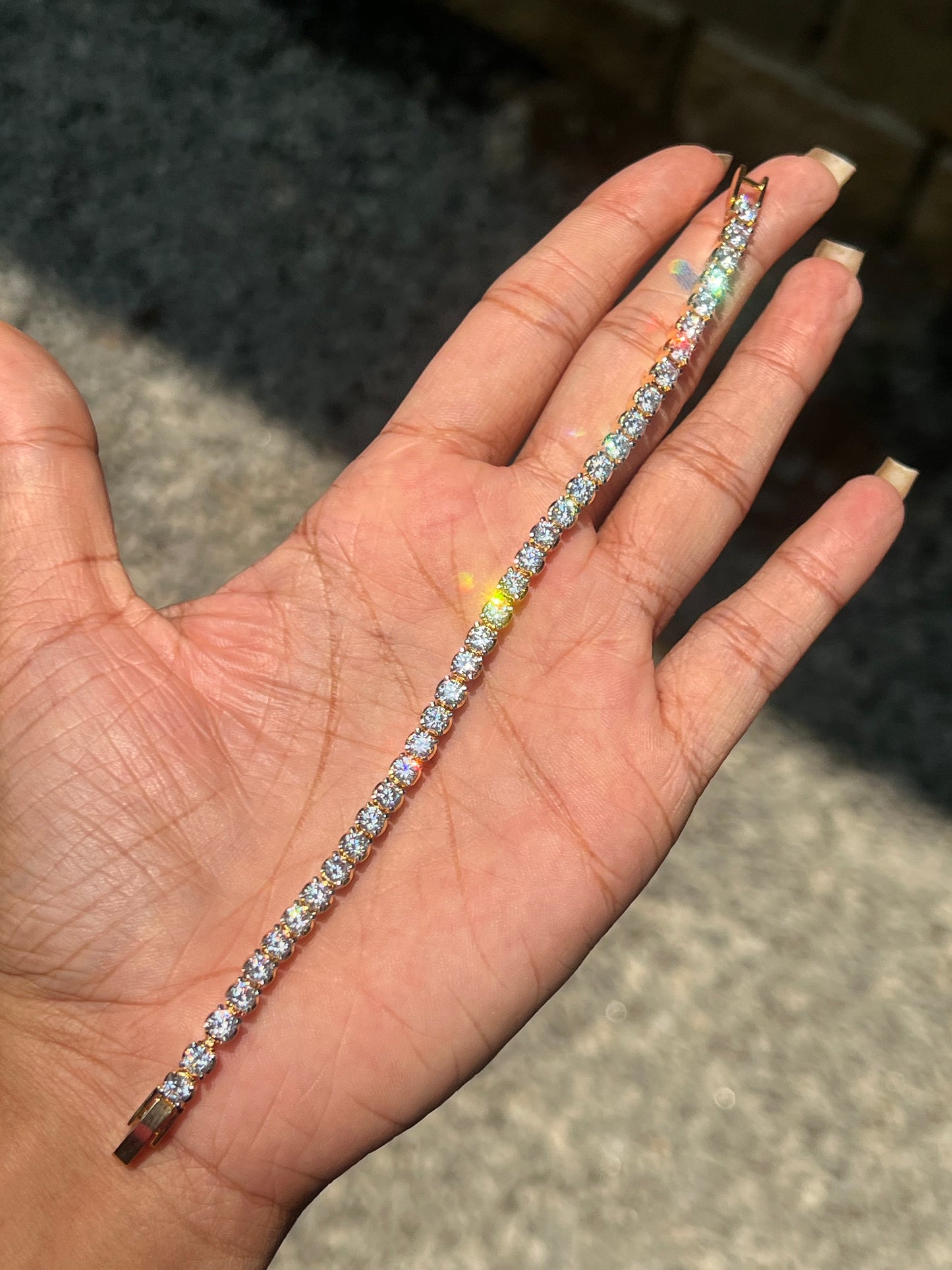 Premium diamond finish party wear tennis bracelet suitable for 2.4 size (not sweat proof )product code B140