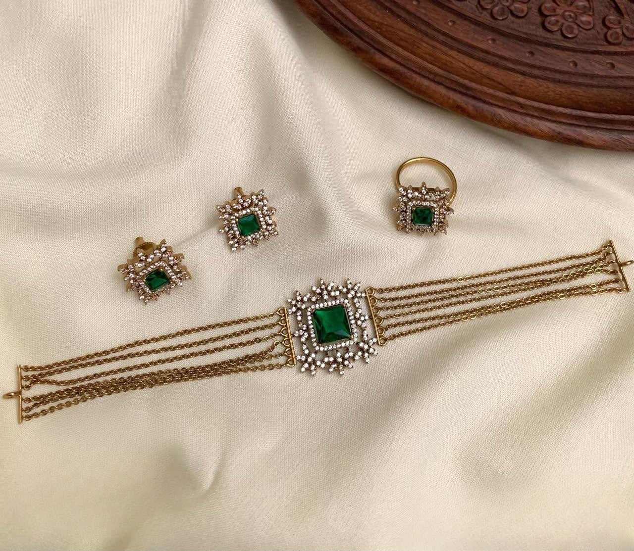 Premium designer choker set with ring product code 89
