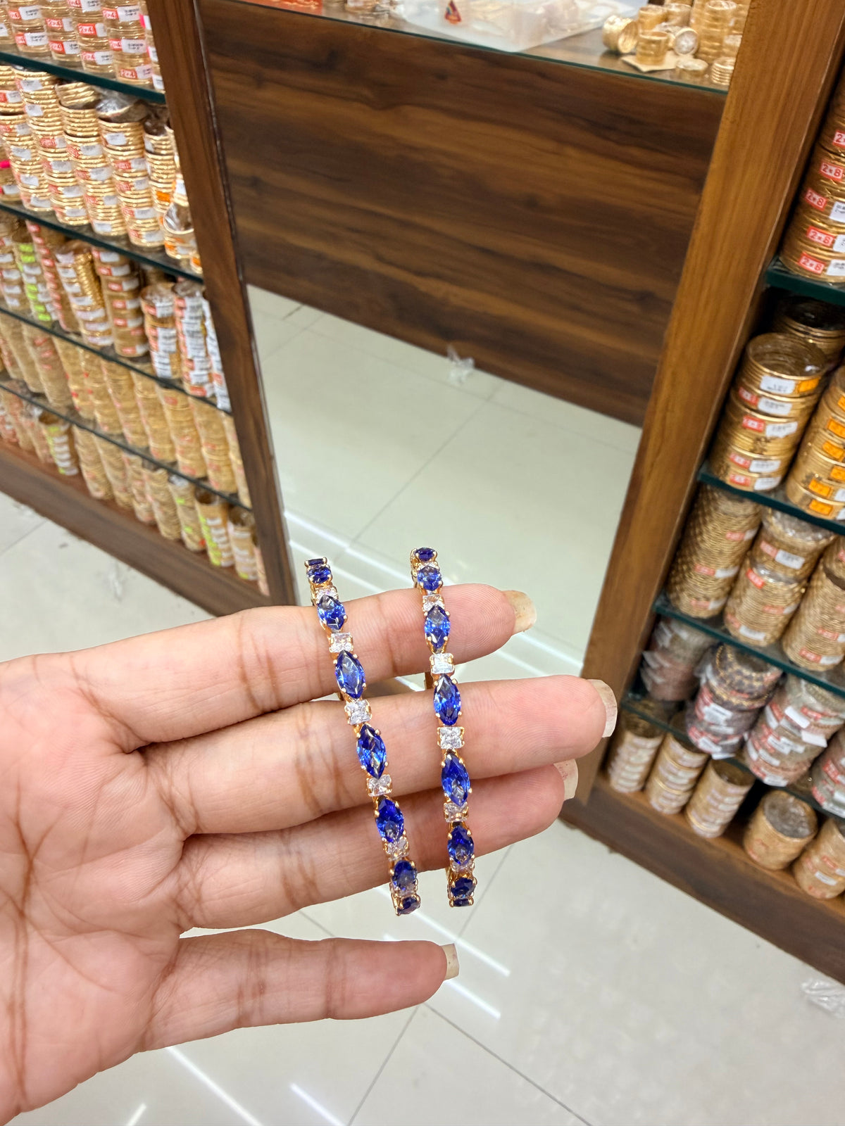 Premium quality gold plated as blue bangle (single )product code D241