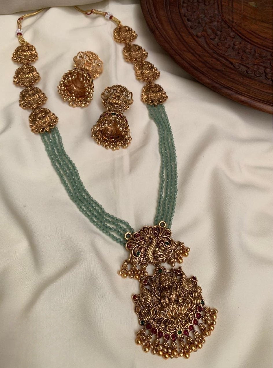 Most popular lakshmi green beads haram product code 801