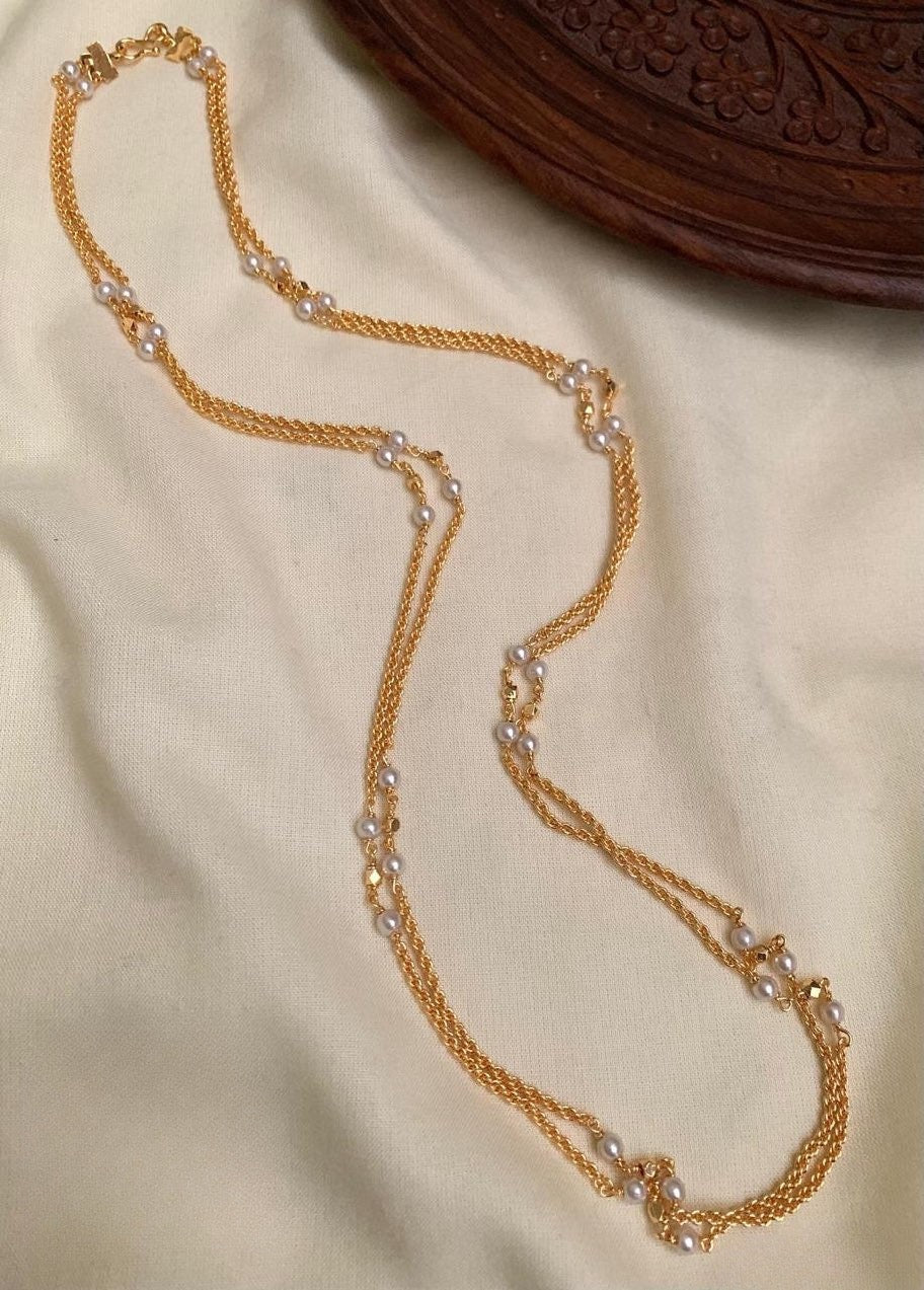 Gold plated 2layer pearl chain product code 27