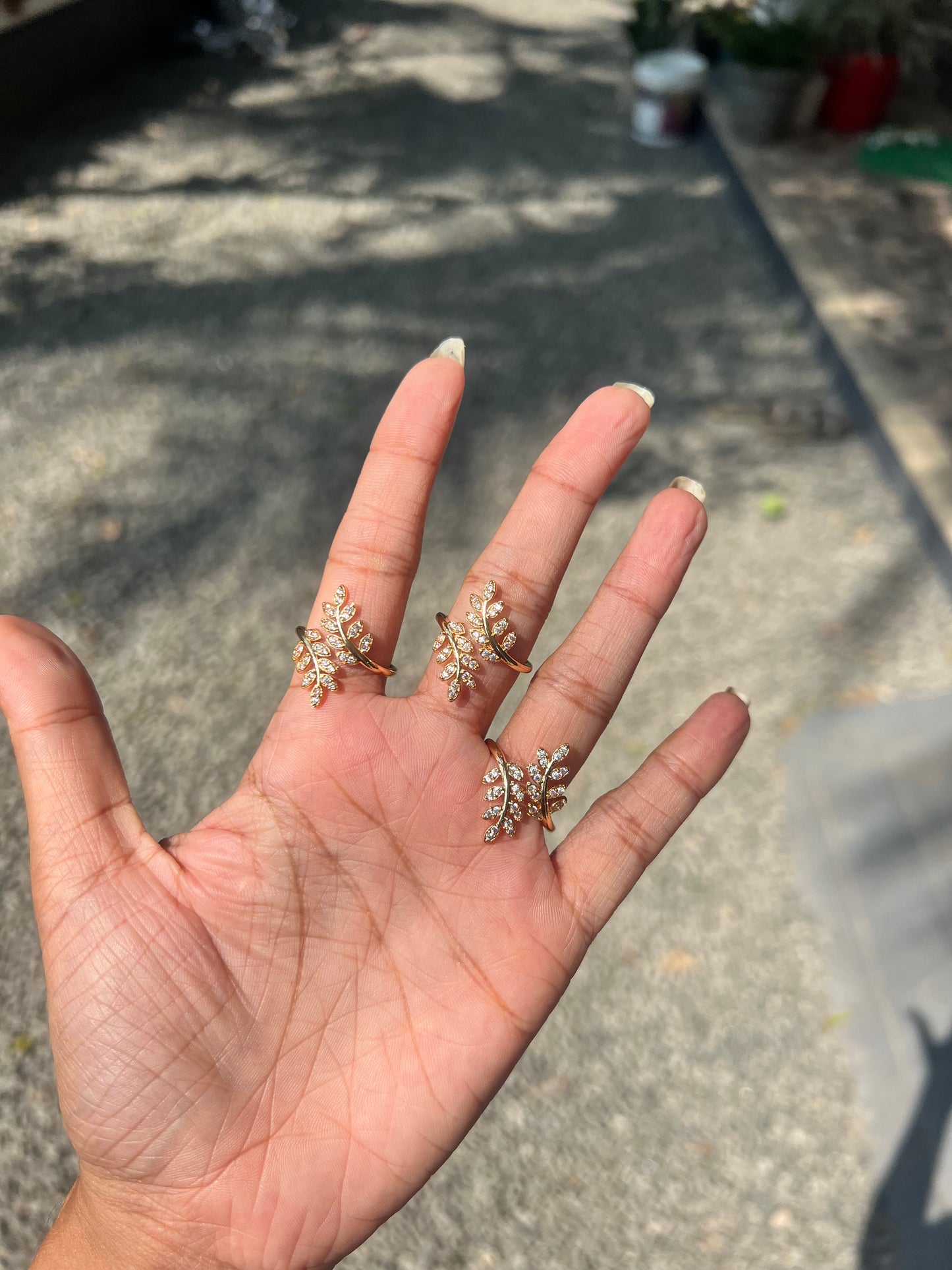 Premium gold plated leaf rings product code R23