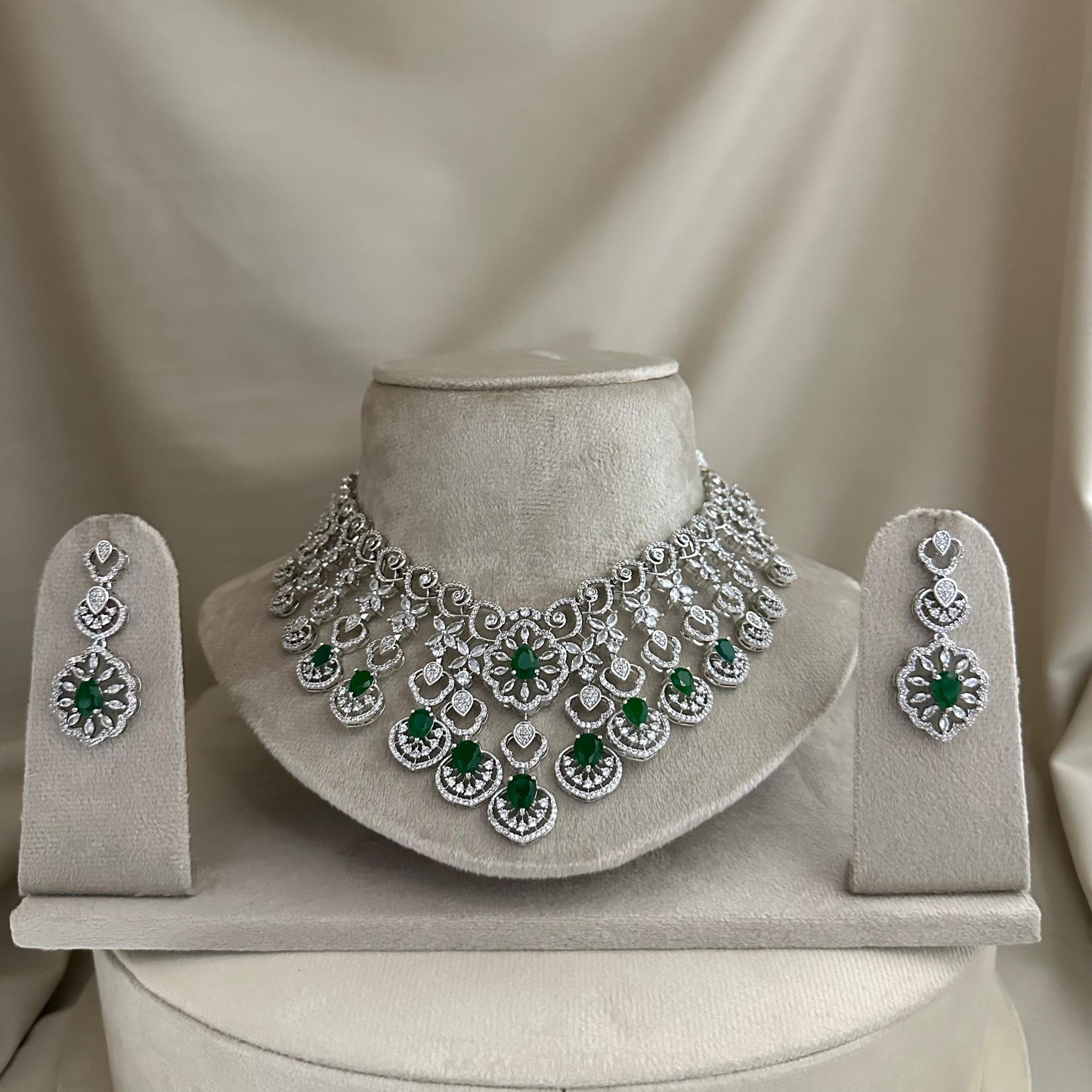 Premium silver finish bridal necklace product code 544