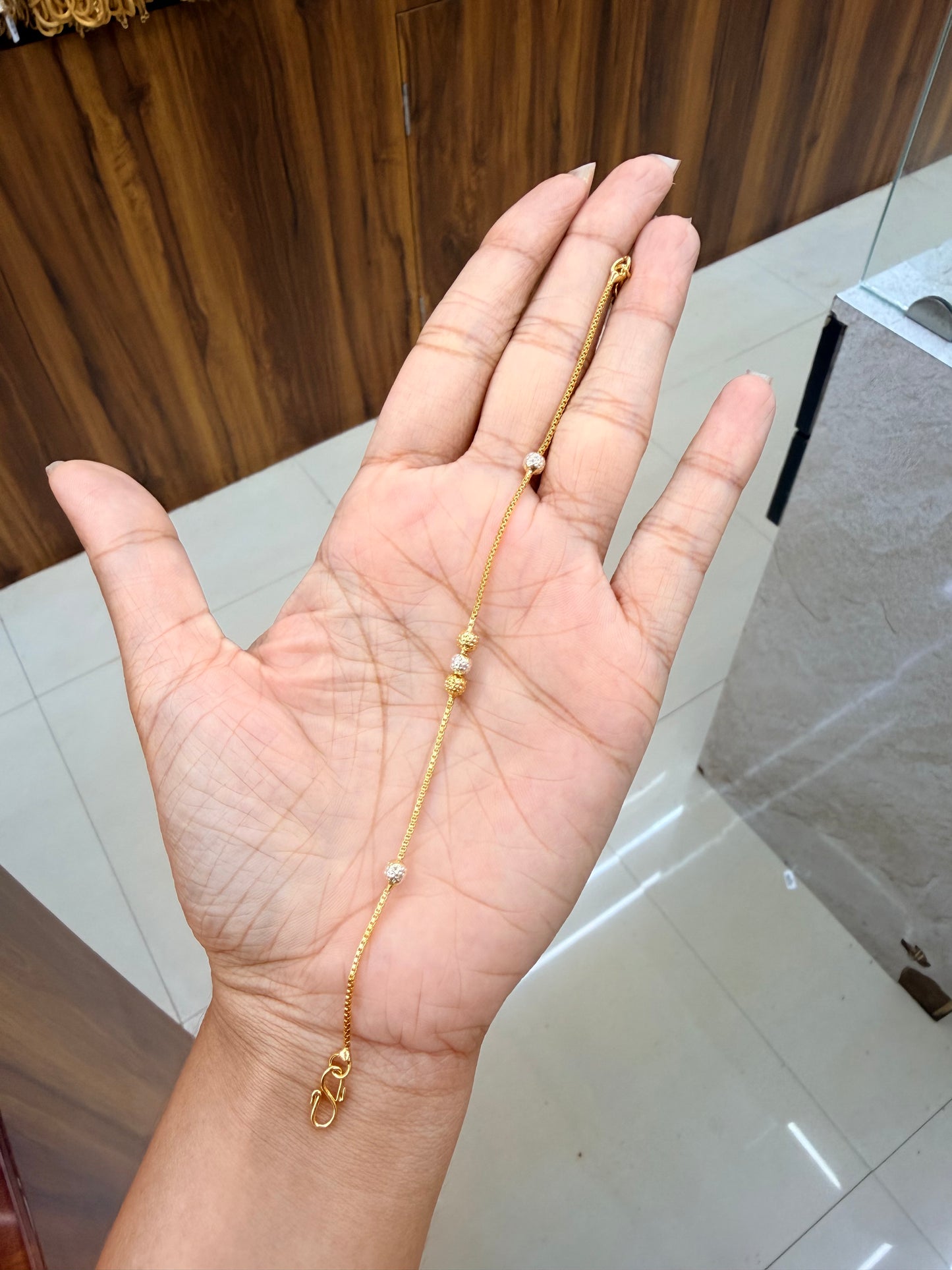 Premium gold plated daily wear two tone ball bracelet product code B132