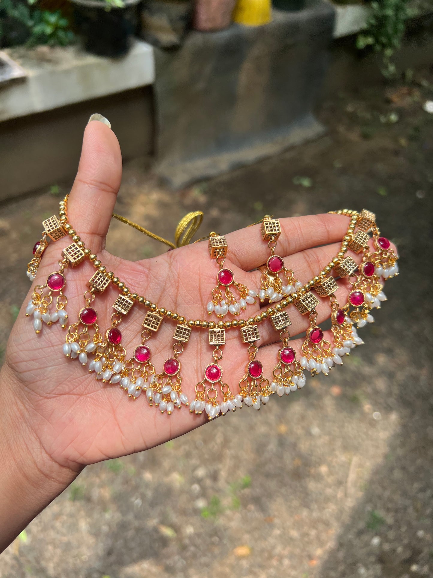 Traditional Kundan AD Stone Necklace Set product code 500