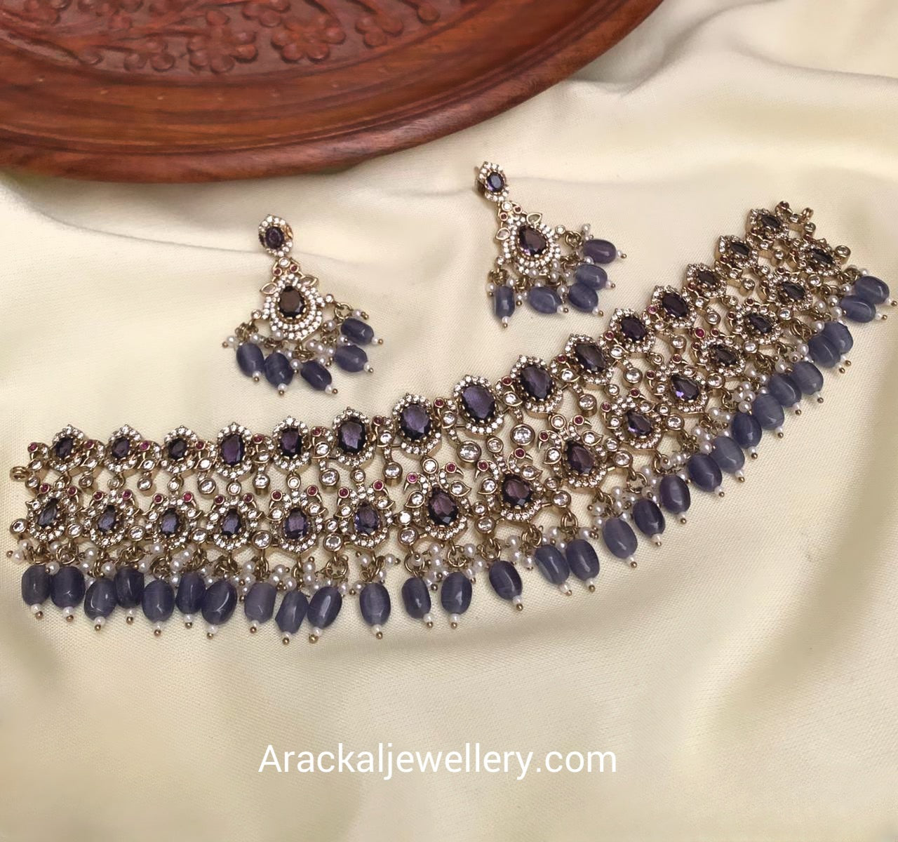 Premium quality bridal ad beads hanging necklace product code 830