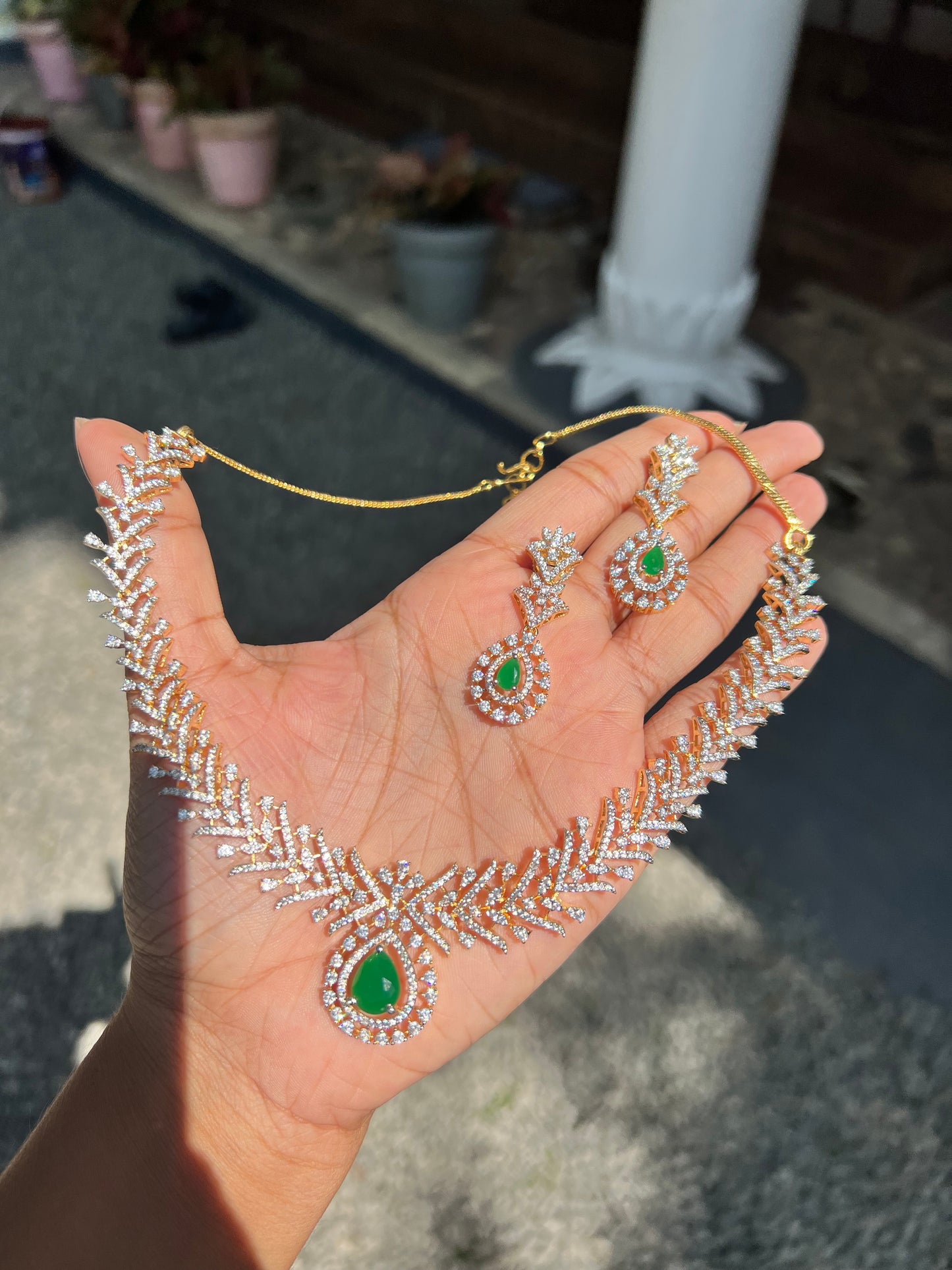 Premium daimond finish bridal necklace product code 173
