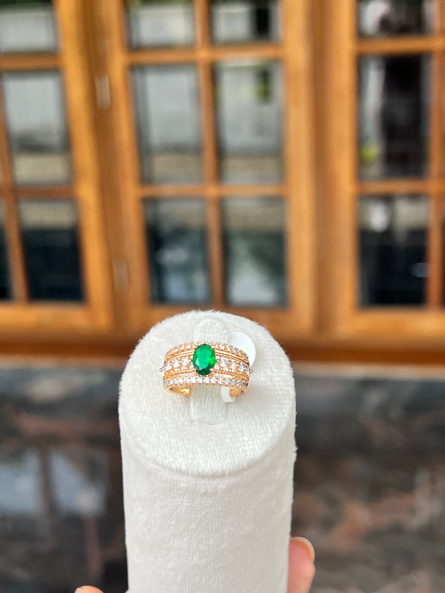 Premium Anti tarnish 18k gold plated Cz rings product code R03