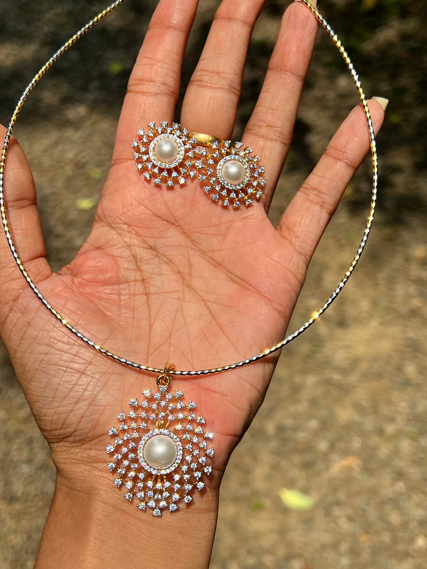 Premium beautiful diamond finish office wear pendant chain set product code 1233