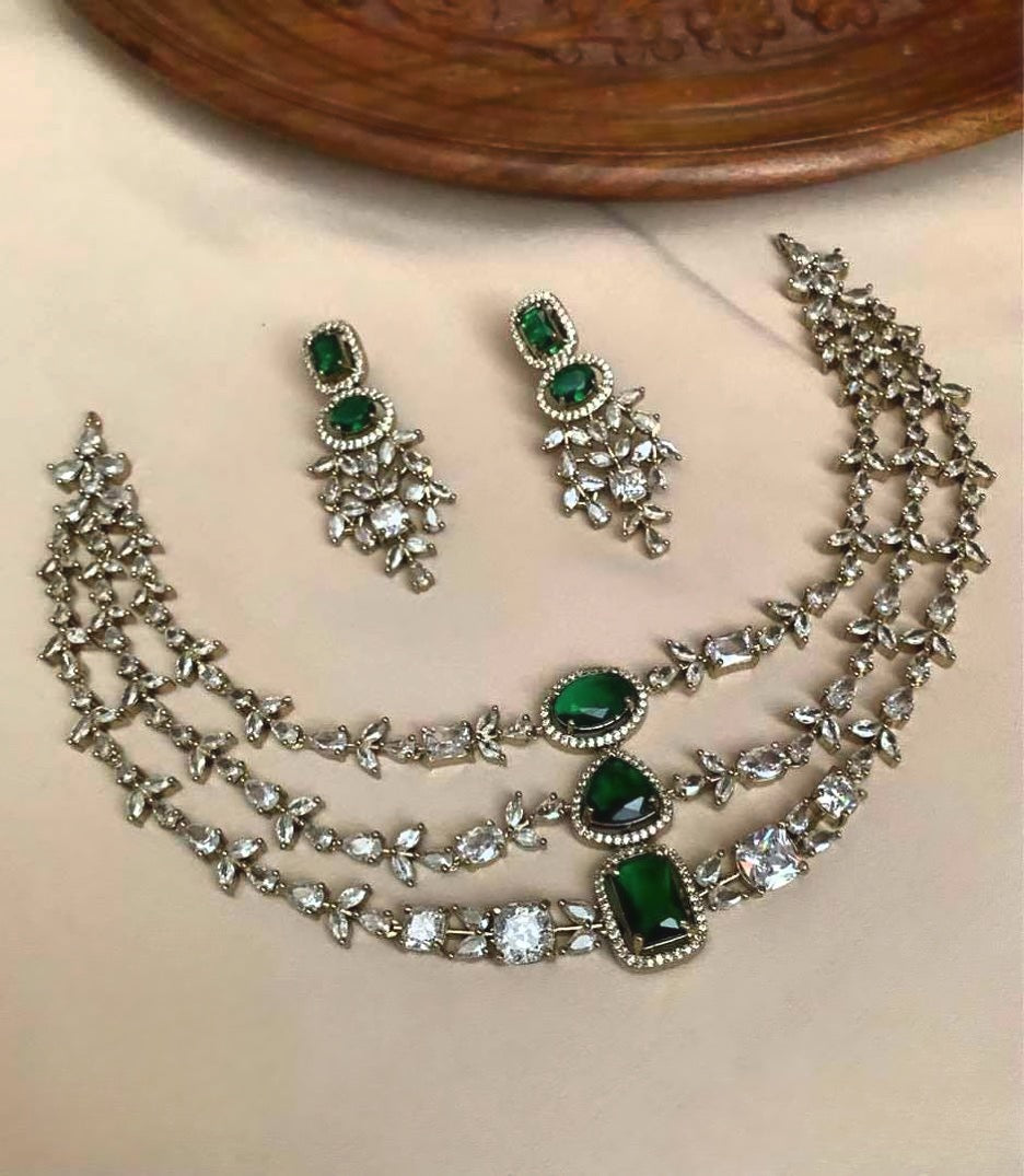 Trending premium ad 3layer bridal necklace product code 888