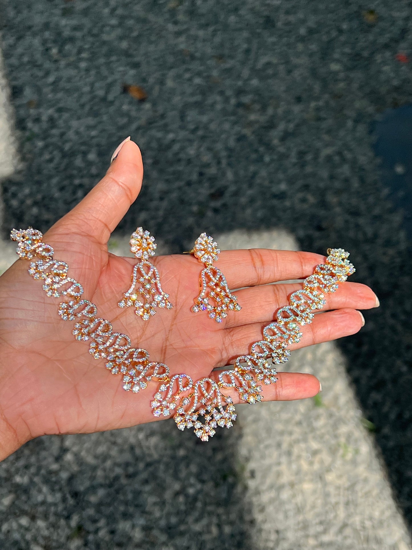 Premium diamond finish bridal necklace