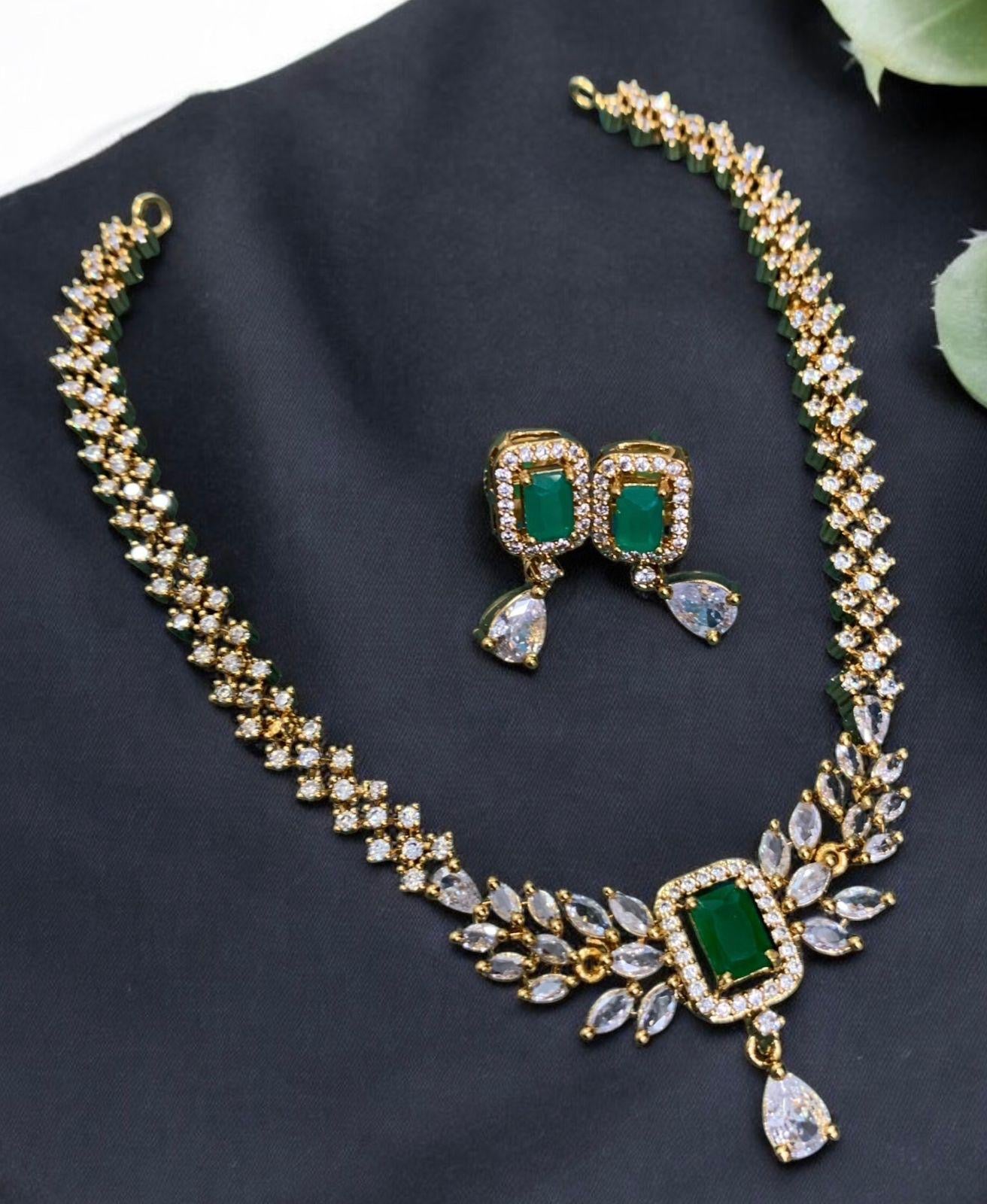 Premium Quality AD Stone diamond finish Necklace Set