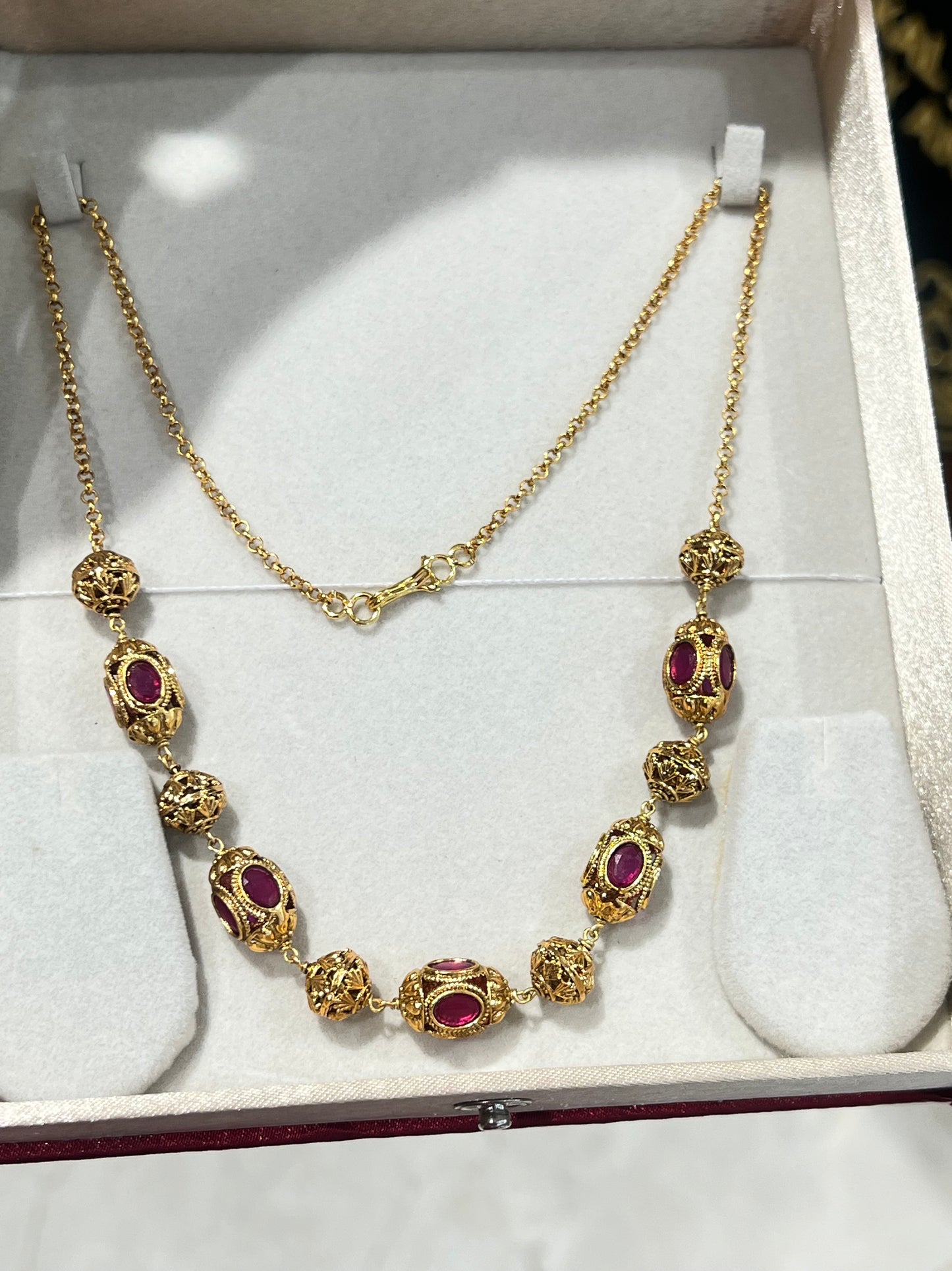 Premium quality handmade antique gold nakshi Kundan stone ball necklace product code P104