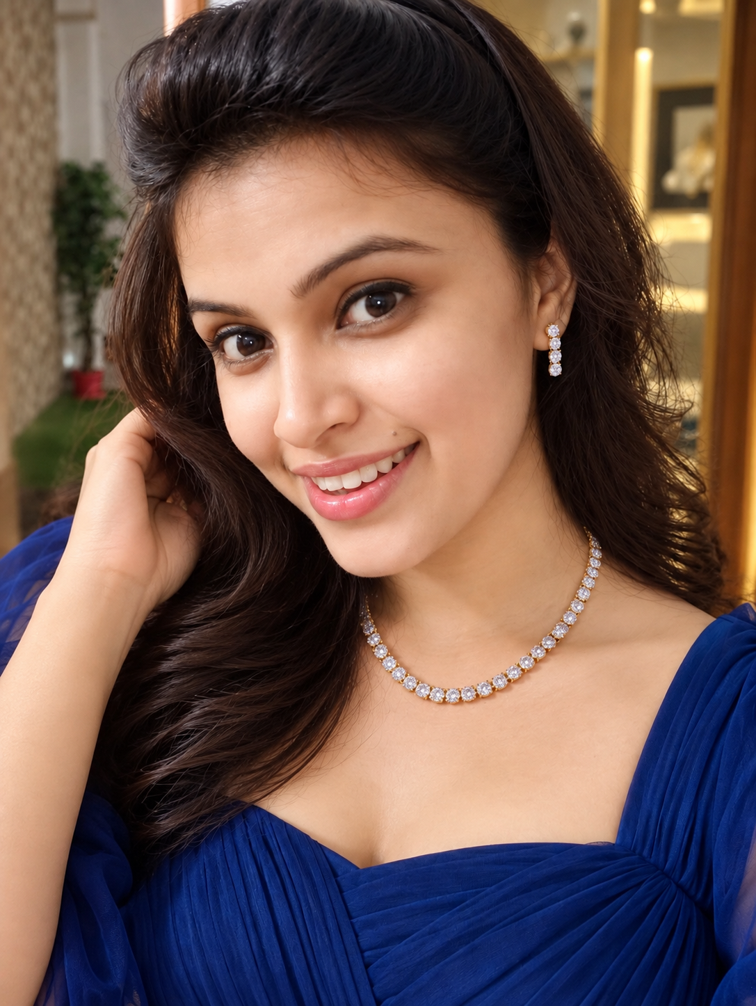 Premium diamond finish bridal necklace product code D430