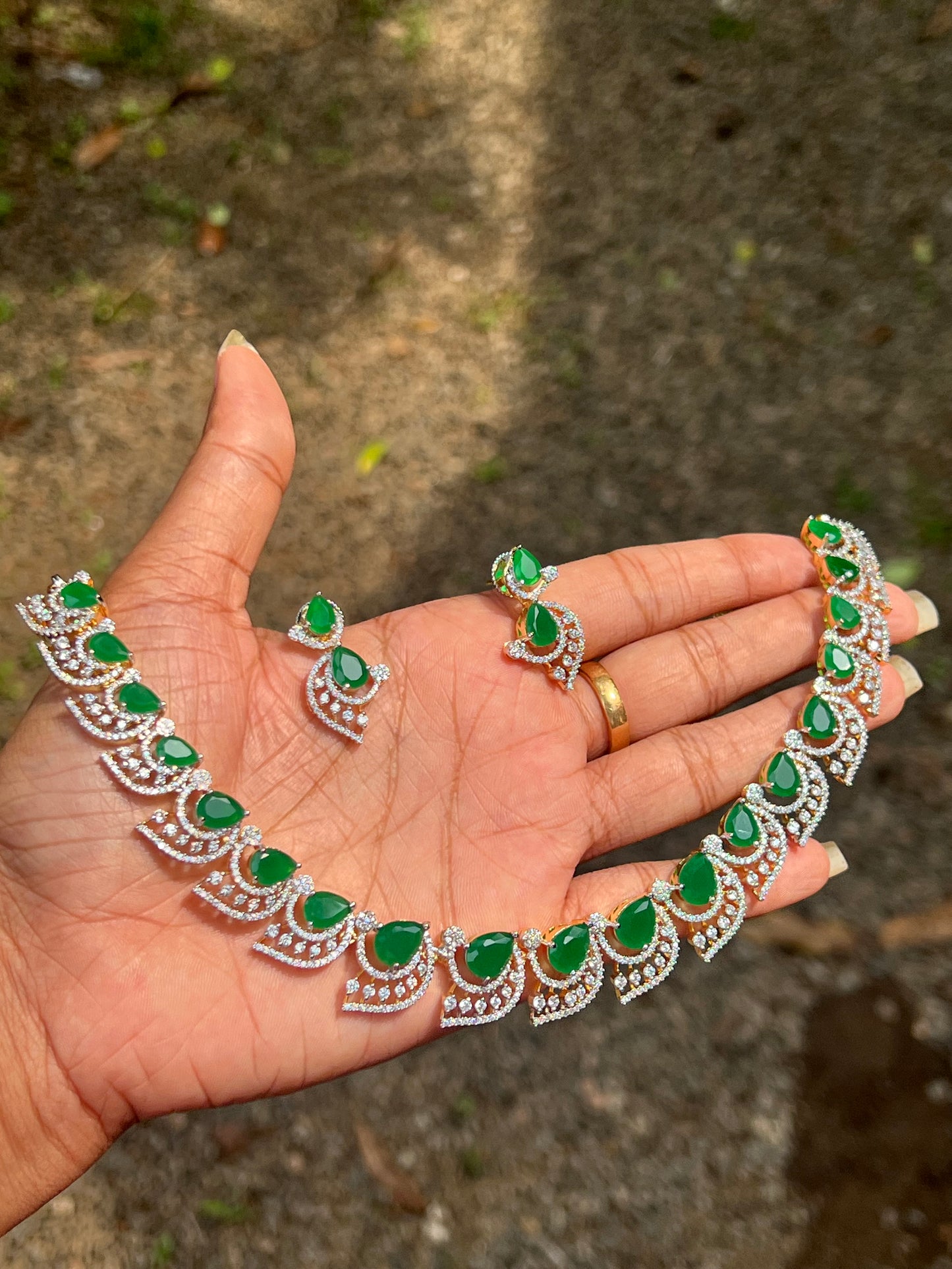 Premium designer diamond finish necklace set product code 125