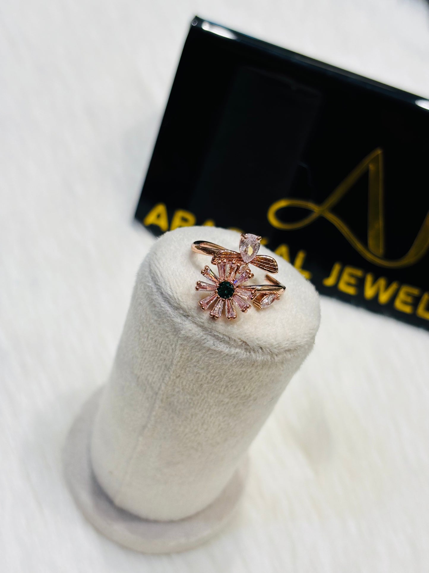 Premium anti tarnish spinning rose gold adjustable statement rings product code R12