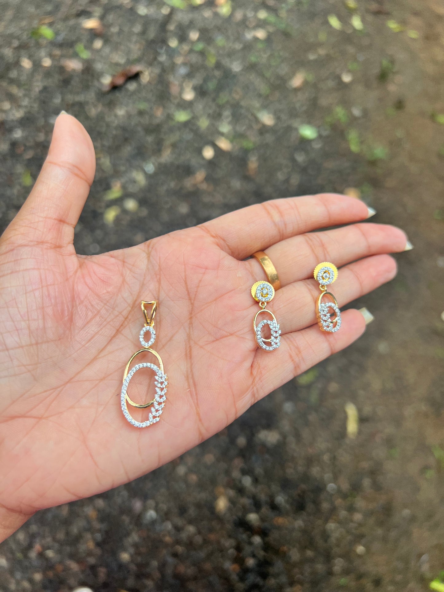 Premium daimond finish pendant set product code 11