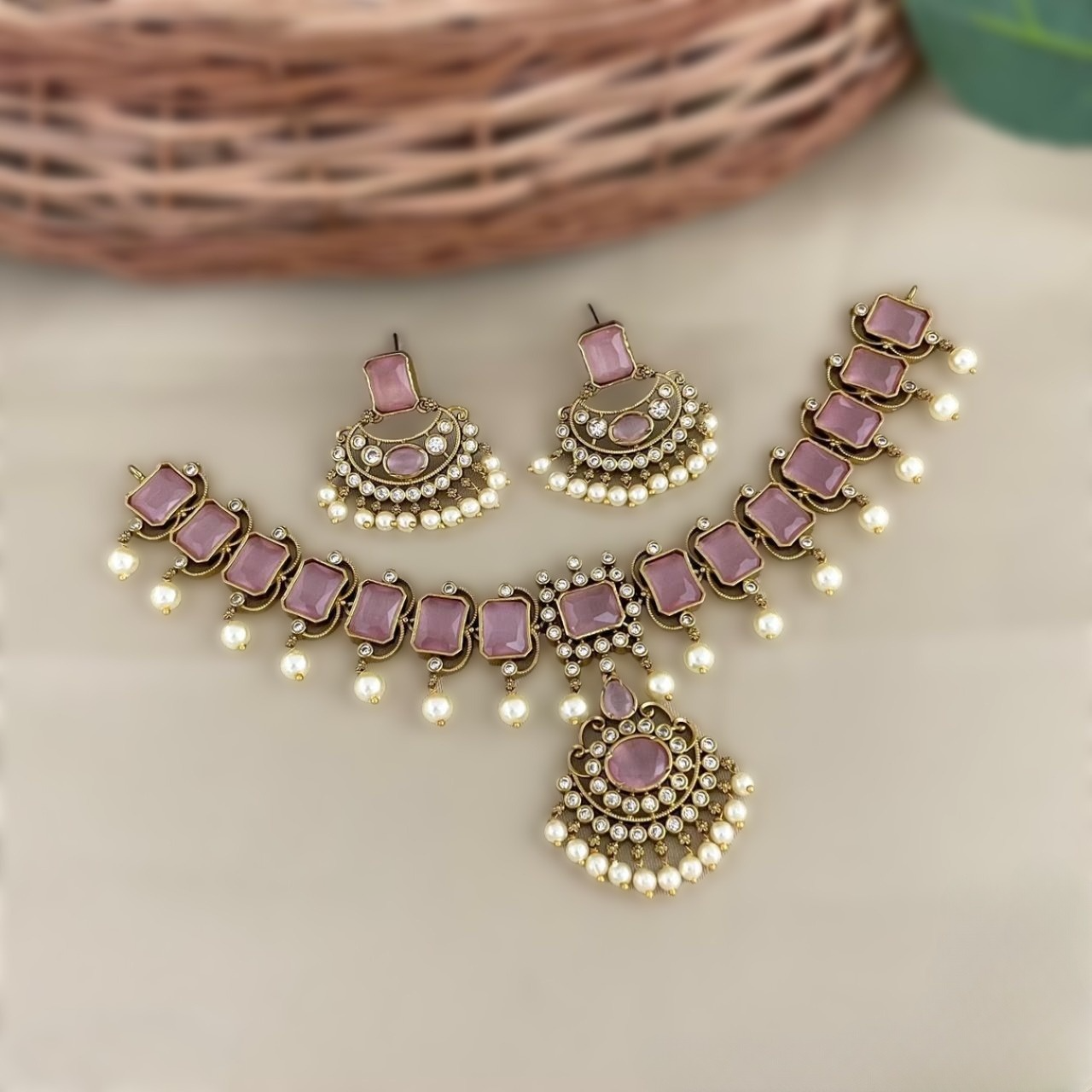 Premium Choker AD Stone Necklace Set product code 732