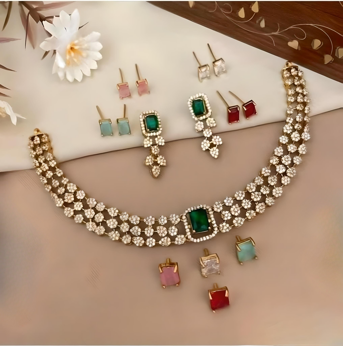 5 In 1 AD Stone Changeable Necklace Set product code 38