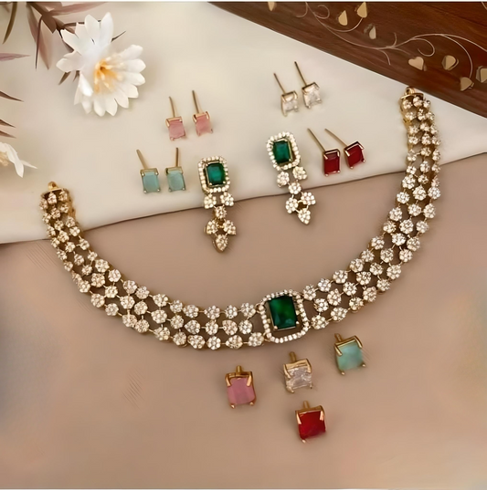 5 In 1 AD Stone Changeable Necklace Set product code 38