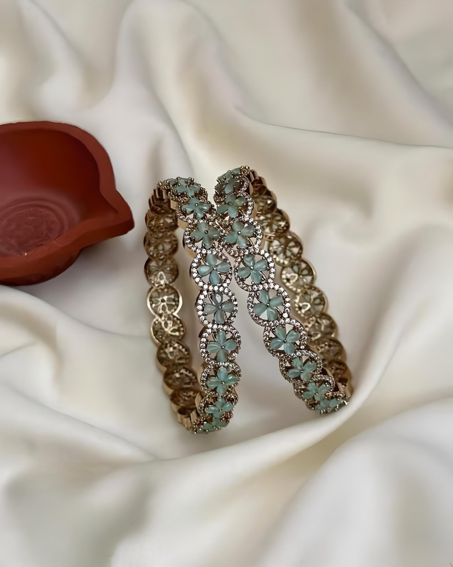 Premium AD Stone Flower Bangle product code 1164